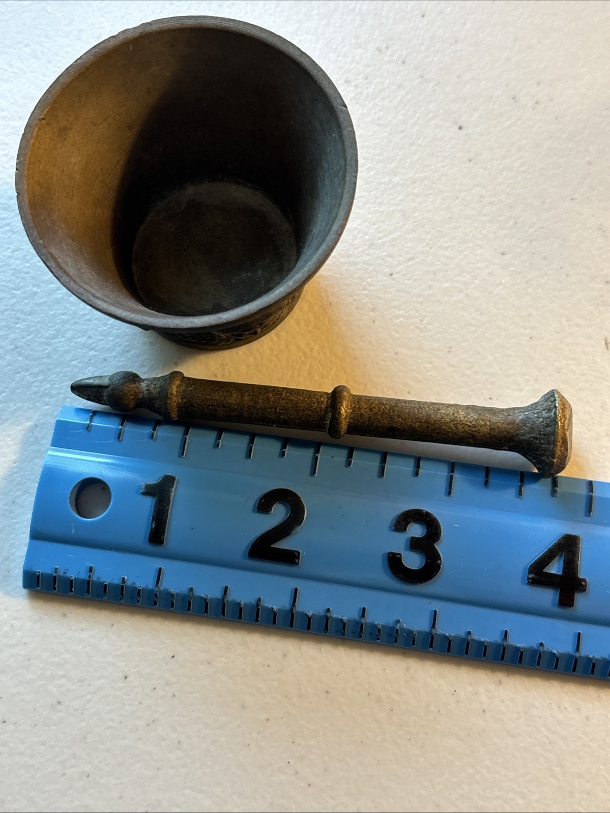 Vintage Brass Mortar & Pestal 2.25 Diameter 1.75 Height See Pics