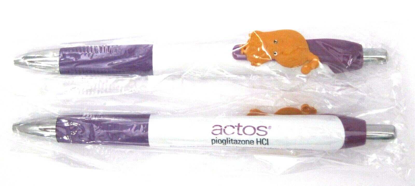 Drug Rep ACTOS Collectible Pens x 2 with “STOMACH” Character on Clip RARE