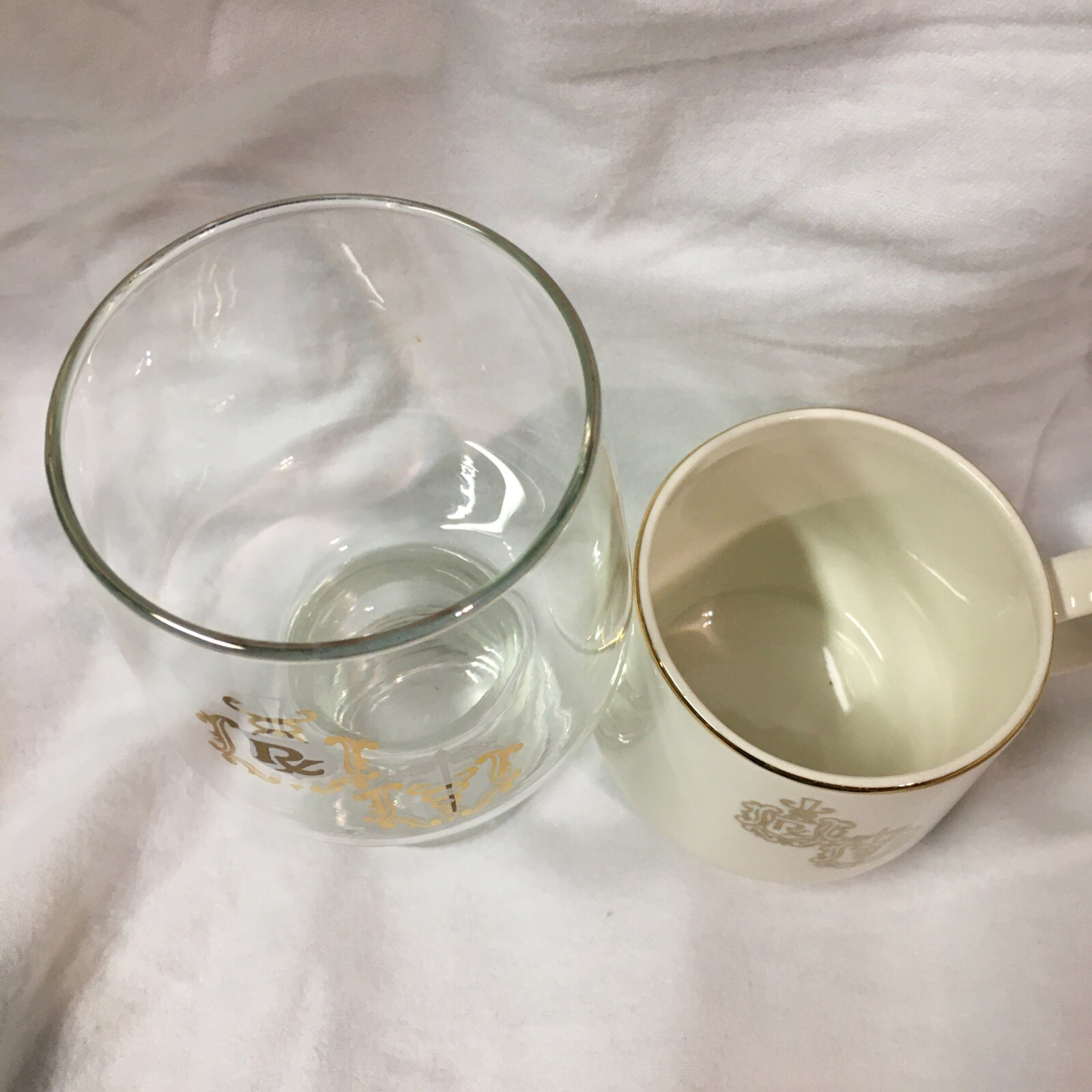 DOCTOR PHARMACIST Apothecary CADUCEUS RX GOLD RIM Coffee Cup and Glass Set