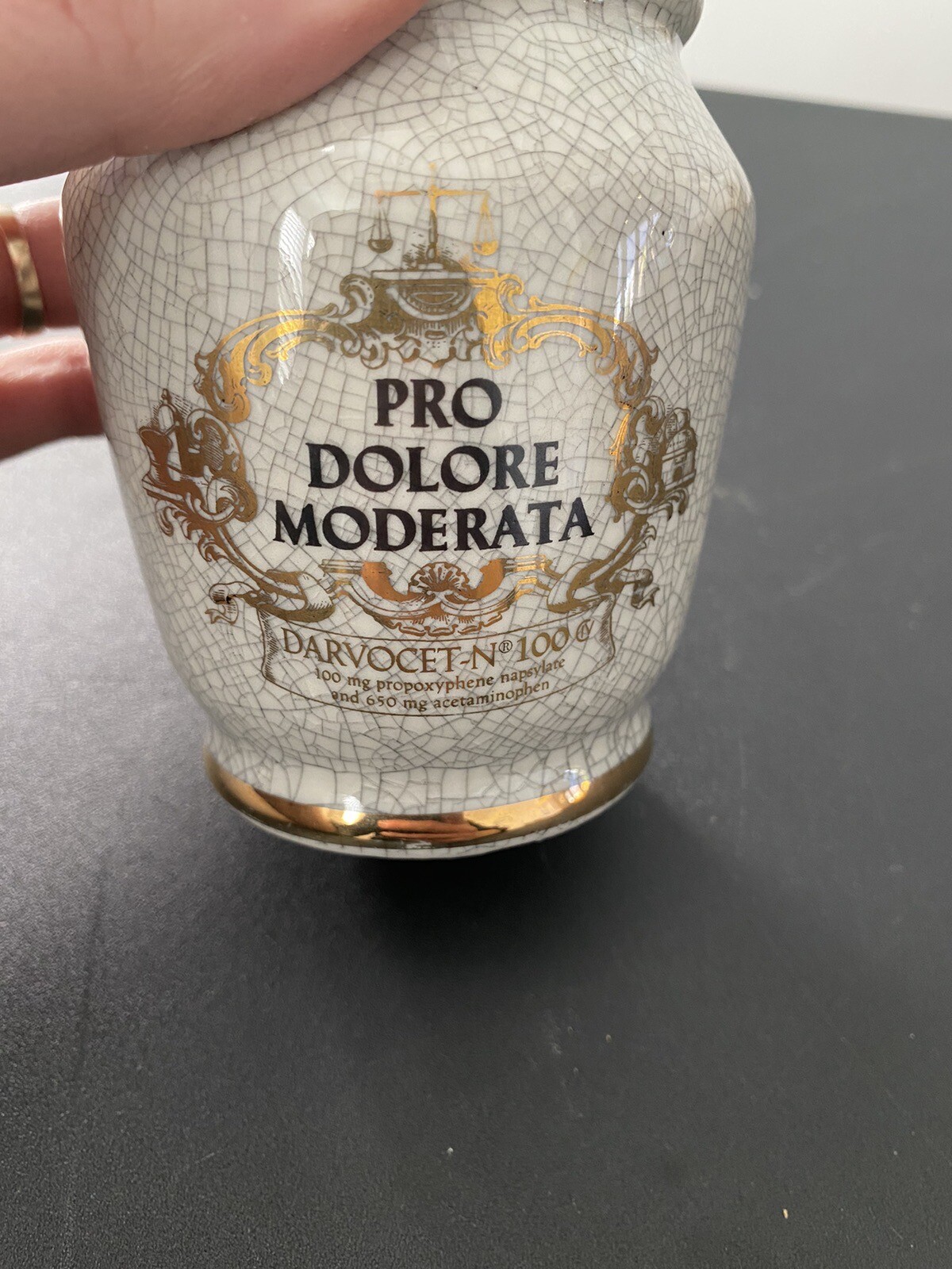 Vintage 1970’s Lilly Pro Dolore Moderata Apothecary Jar with Lid Acetaminophen