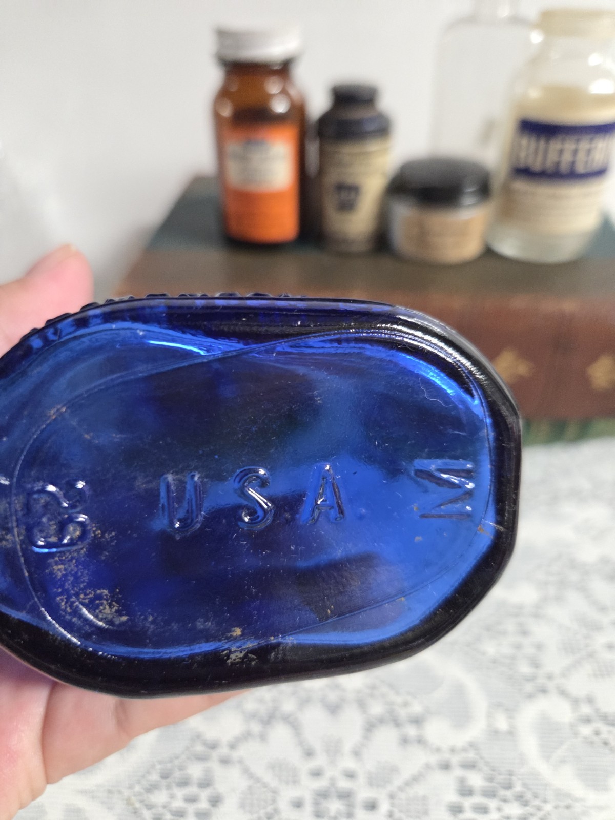 Vintage Apothecary Bottle Set – Pharmacy & Medicine Bottles – Cobalt & Amber…