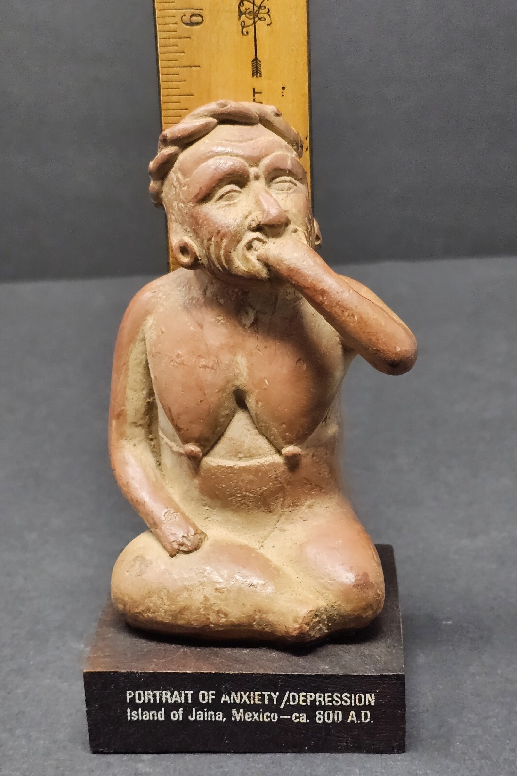 Vtg Portrait Of Anxiety/Depression Etrafon Promo Clay Figurine Mexico ca 800 AD