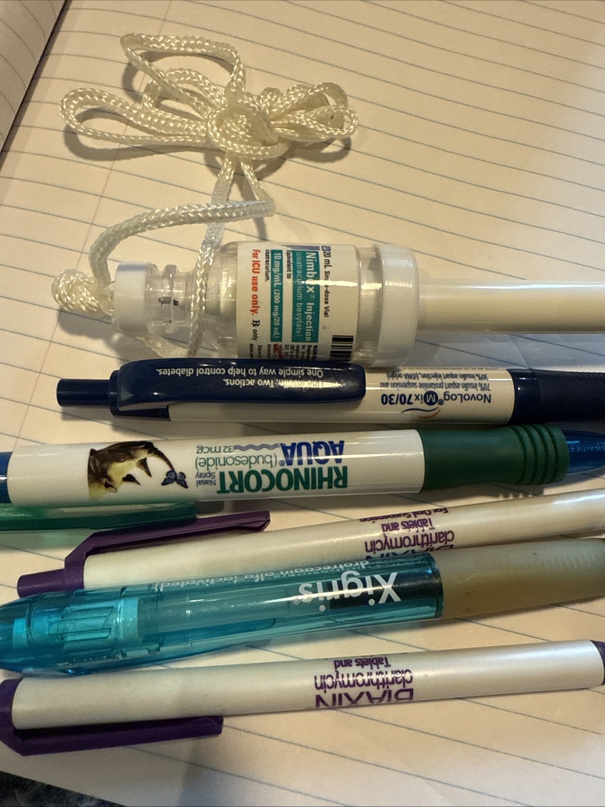 6 Drug Rep Pens Pharma Advertising Xigris Biaxin Nimbex Rhinocort Novalog