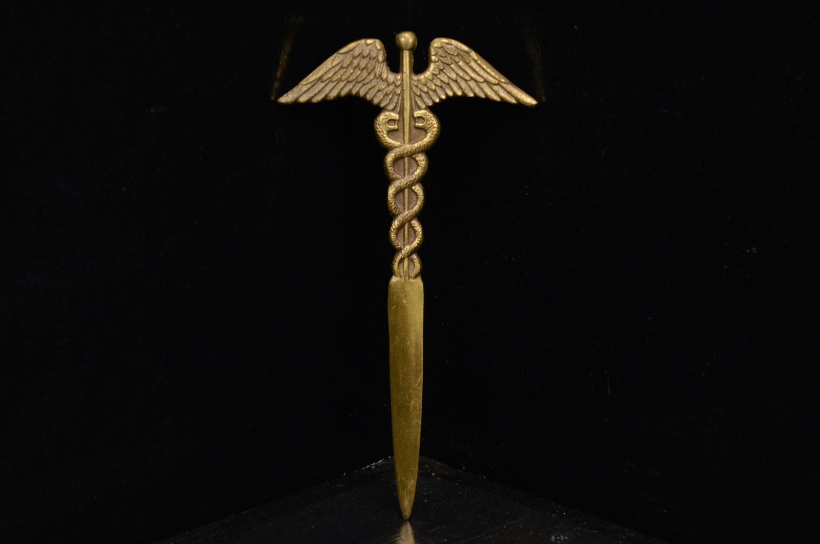 Vintage Brass Letter Opener Caduceus Medical 9″ 5.4oz