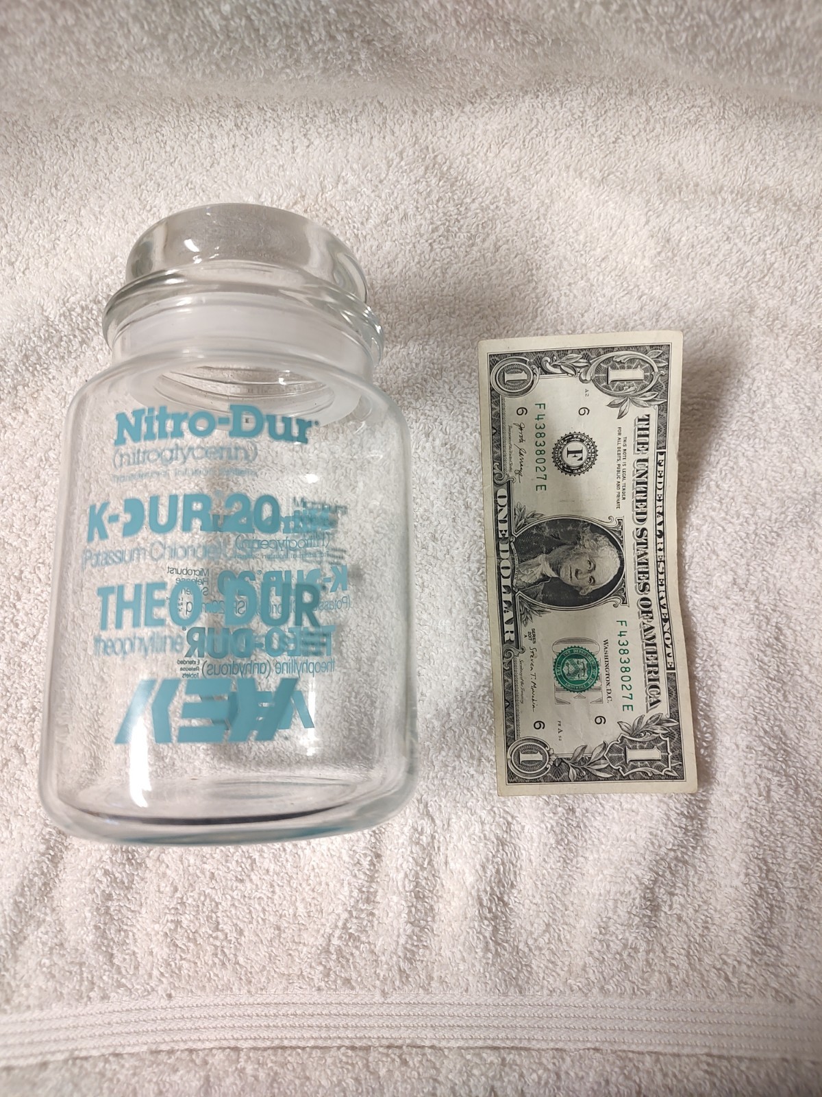 Nitro Dur Pharmaceutical Jar Empty Collectable Apothecary Jar (Empty) No Flaws!!