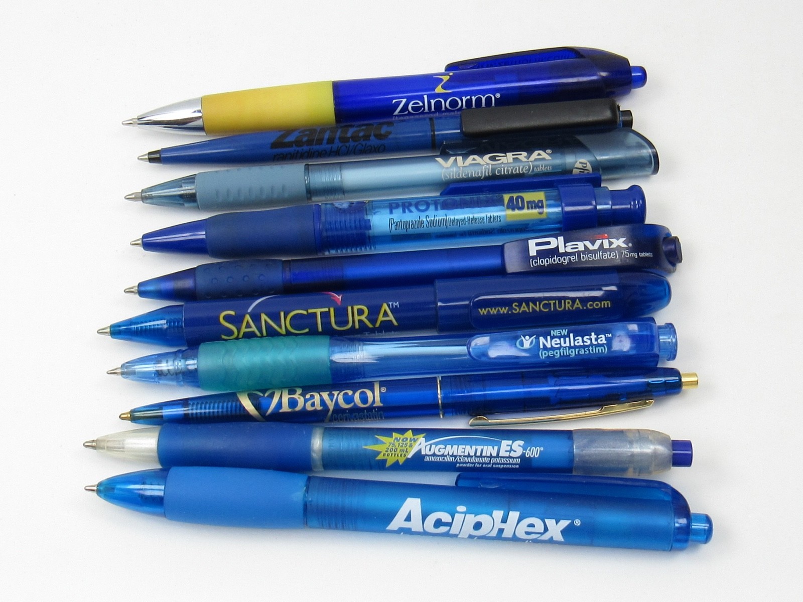 Lot of 10 PENS Drug Rep Pharmaceutical Promo Medical Advertising Shades of Blue