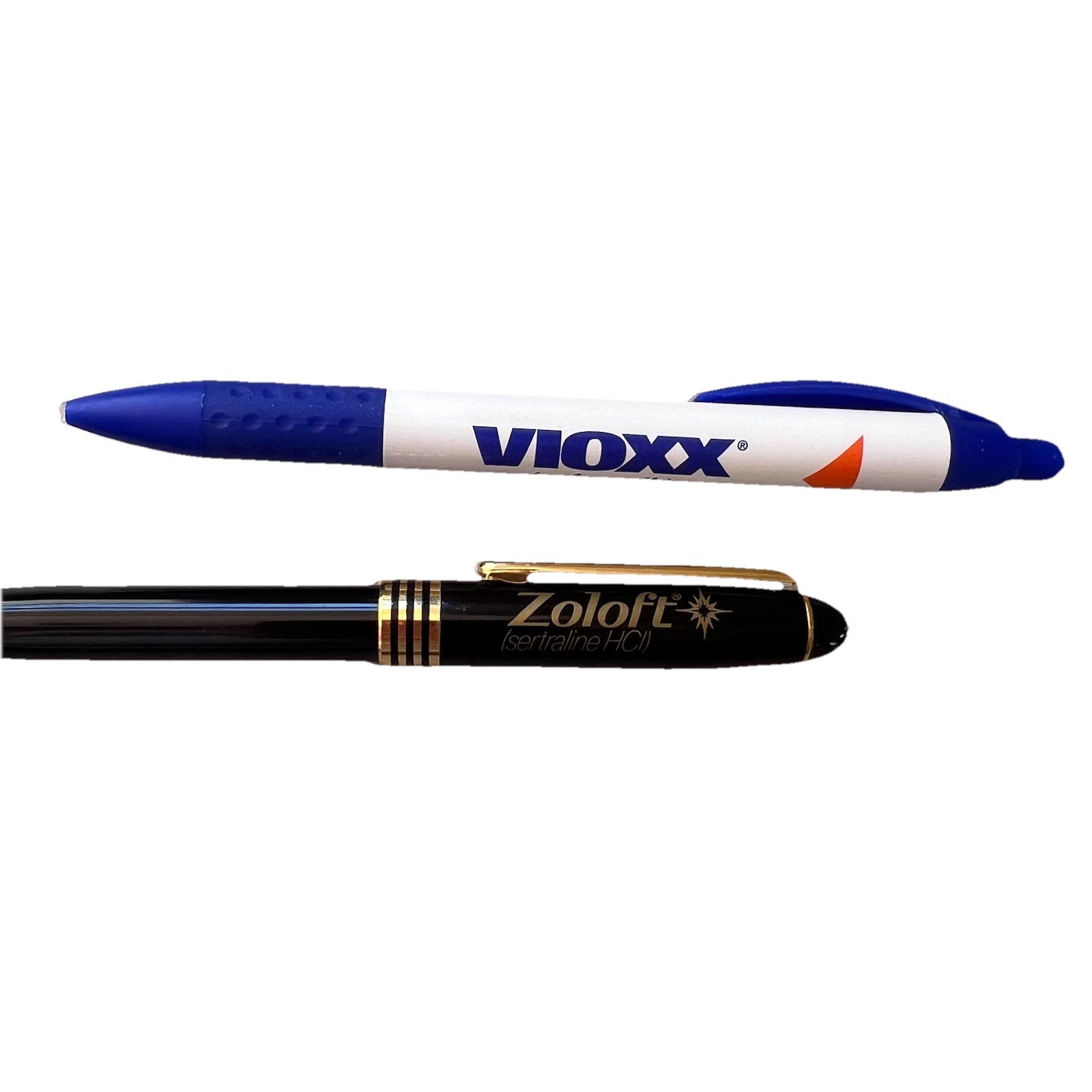 Pharmaceutical Promo Pen Lot Heavy Metal Pfizer Zoloft Pen Drug Rep & Vioxx Pen