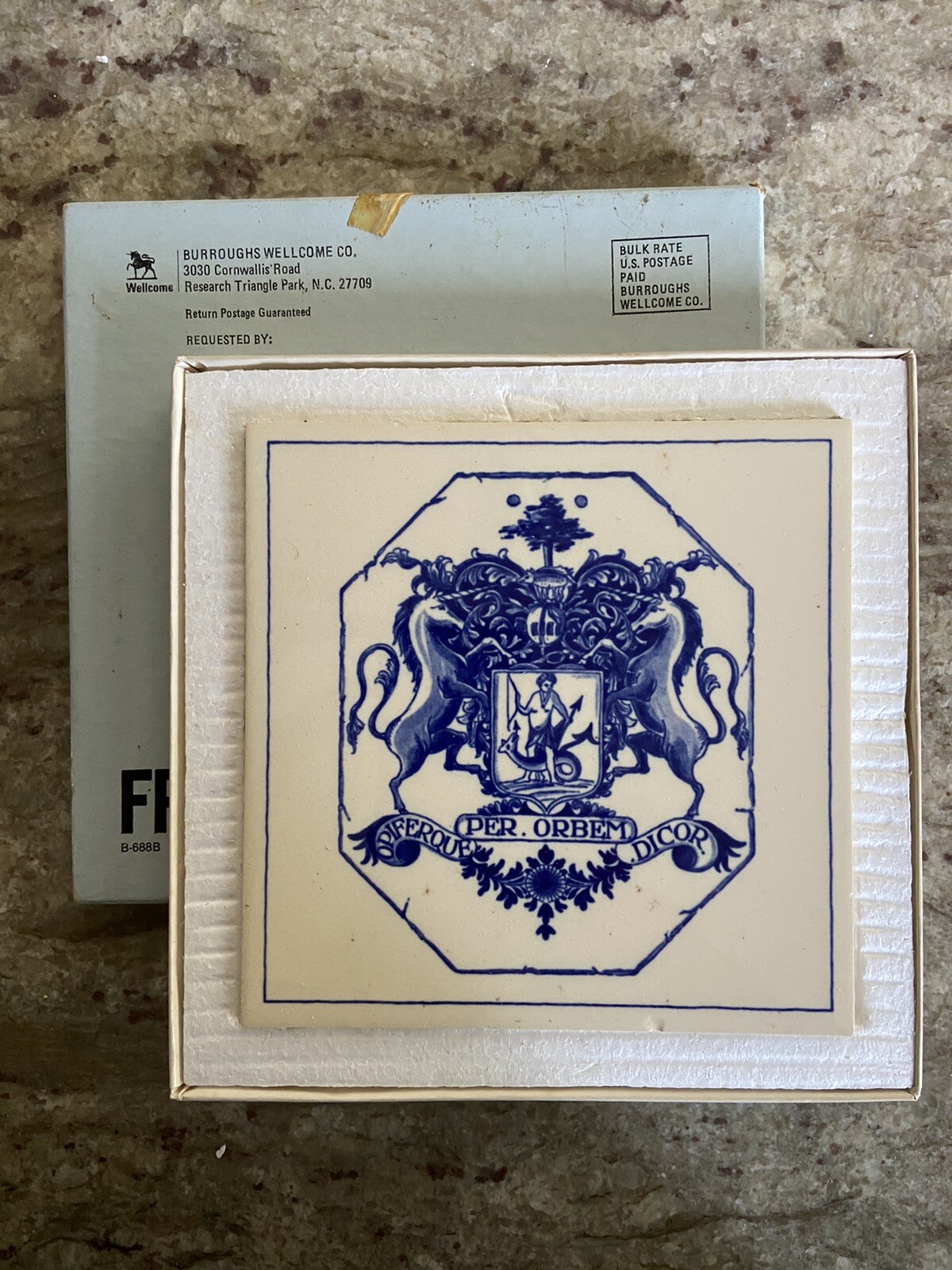 BURROUGHS WELLCOME Pharmacy English Pill Tile London Apothecary DELFT