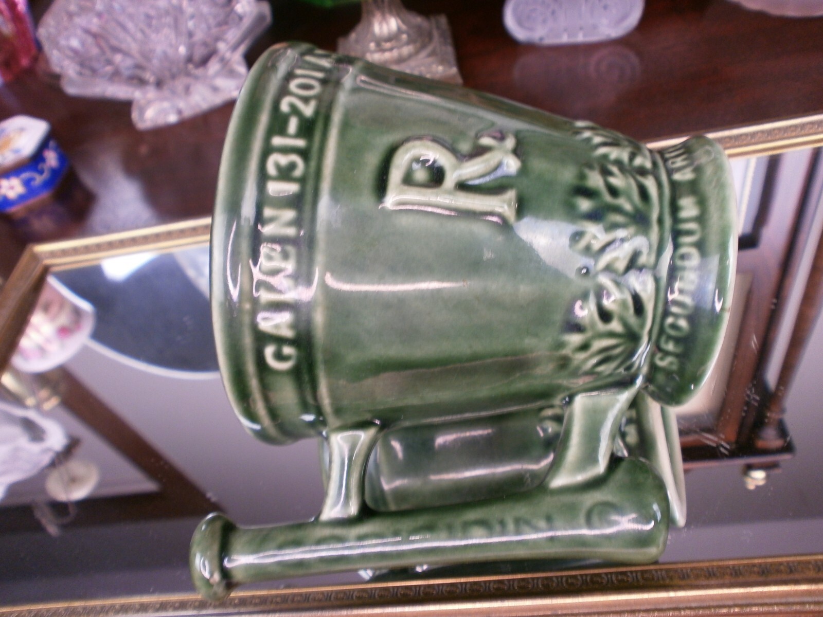 Schering Rx Galen 131-201 AD Coffee Tea Mug Cup Green Mortar Pestle Ceramic