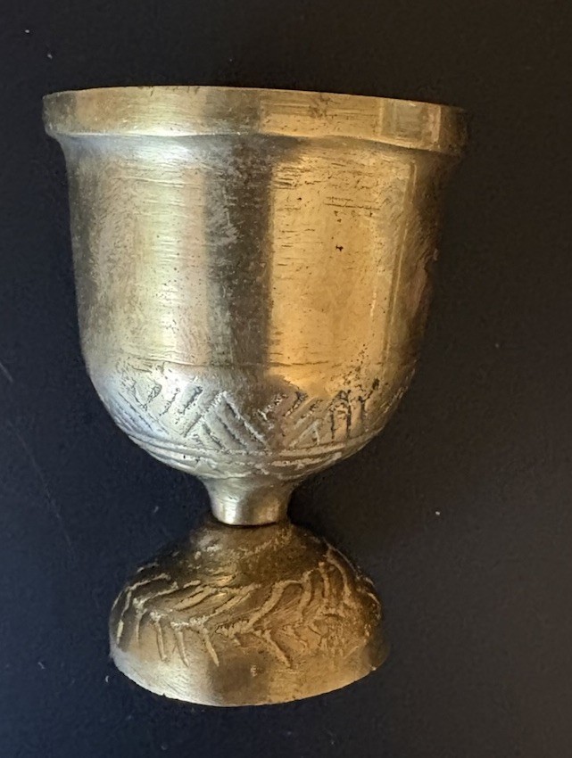 Vtg Small Brass Ornate Mortar & Pestle Pharmacy / Medical 2″ Tall