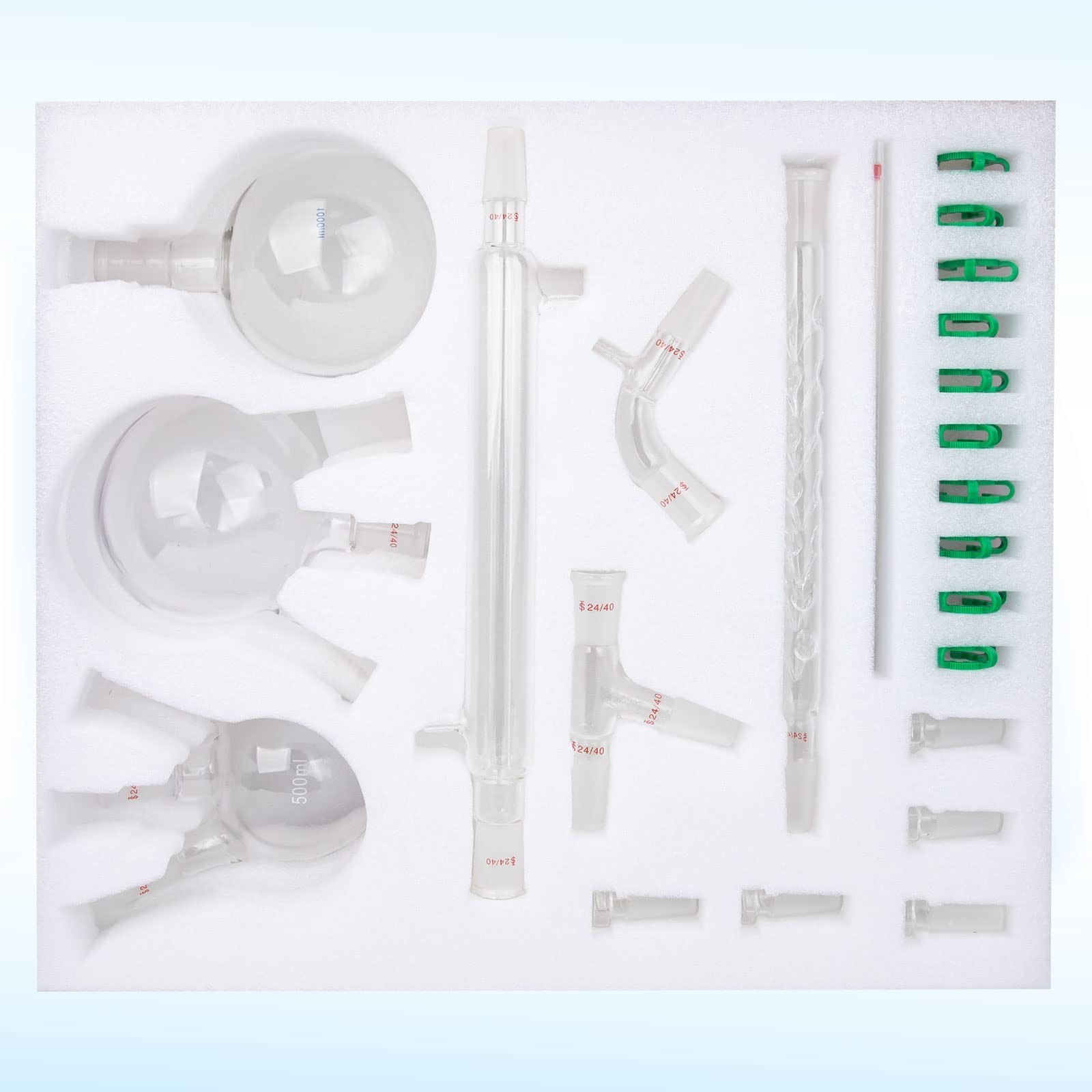Chemistry Glassware Set – 32PCS Laboratory Glassware Kit with 24/40 Joint 100…