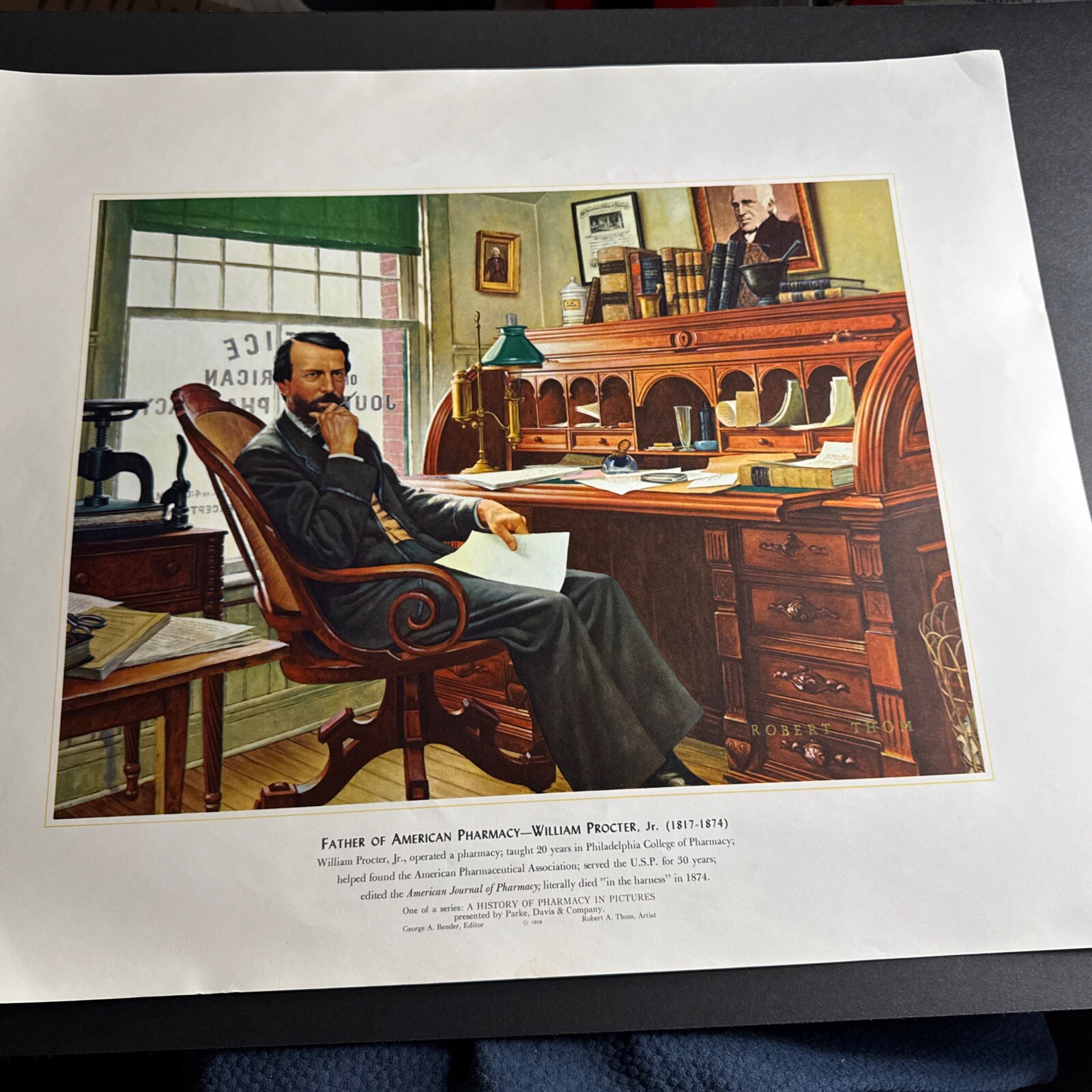 A HISTORY OF PHARMACY IN PICTURES 1954 PRINT#29 Great Gift For Doctor 22″×18″
