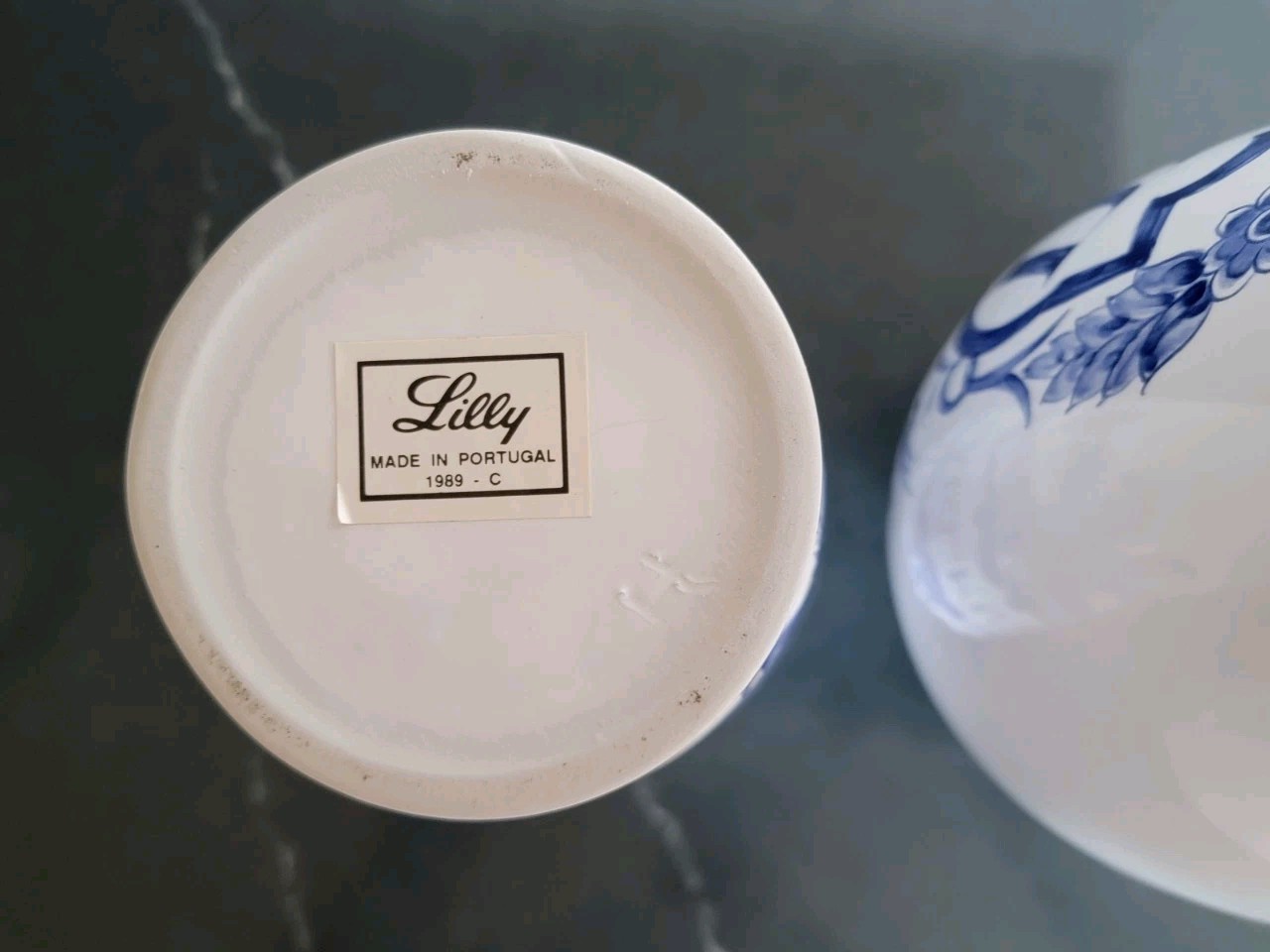 2 Vintage Lilly Pharmaceuticals-Apothecary Jar 1989 Blue/White Pottery Portugal