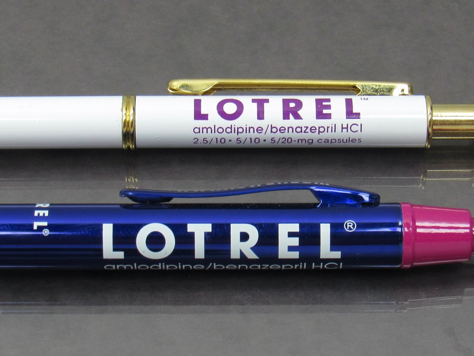 Lotrel Metal PENS Drug Rep Pharmaceutical Promo Medical Advertising Lot of 2