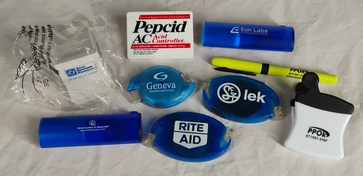 Pharmaceutical Drug Rep 9pc Lot Vintage Advertising Landline Wires Clips & More