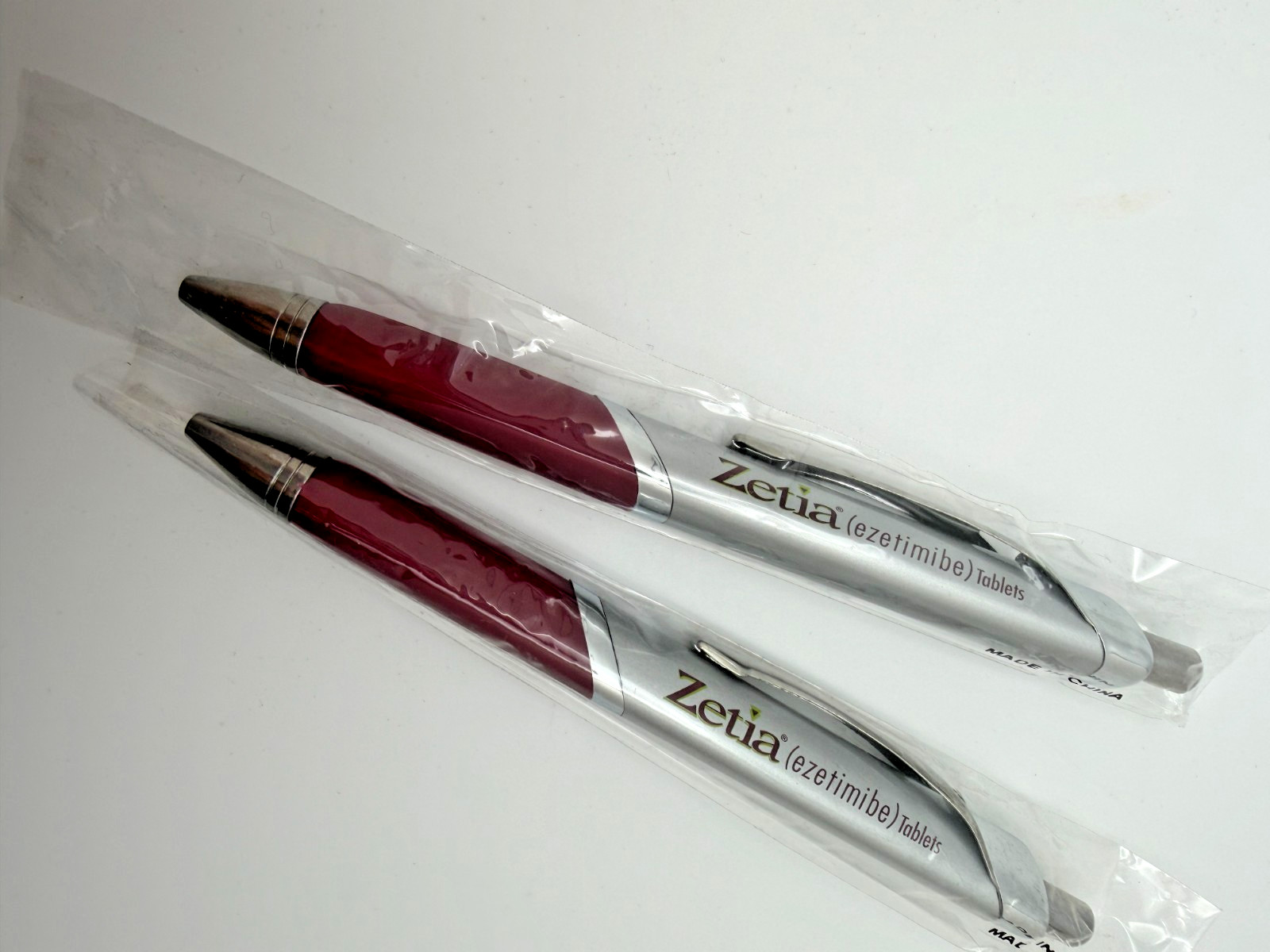 Vintage Zetia Ezetimibe Tablets Ballpoint Pen Pharmaceutical Advert (Lot of 2)