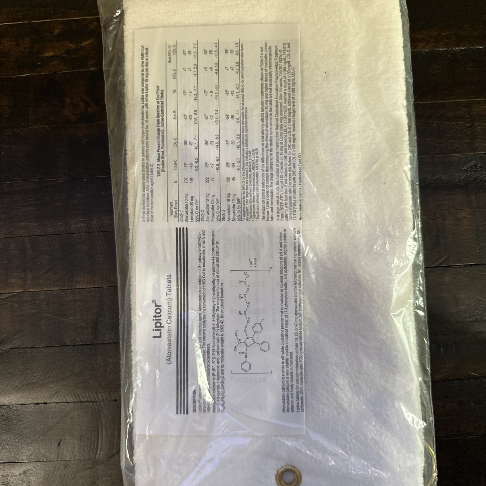 Vintage Lipitor Pharmaceutical Promotional Golf Towel – New in Pack
