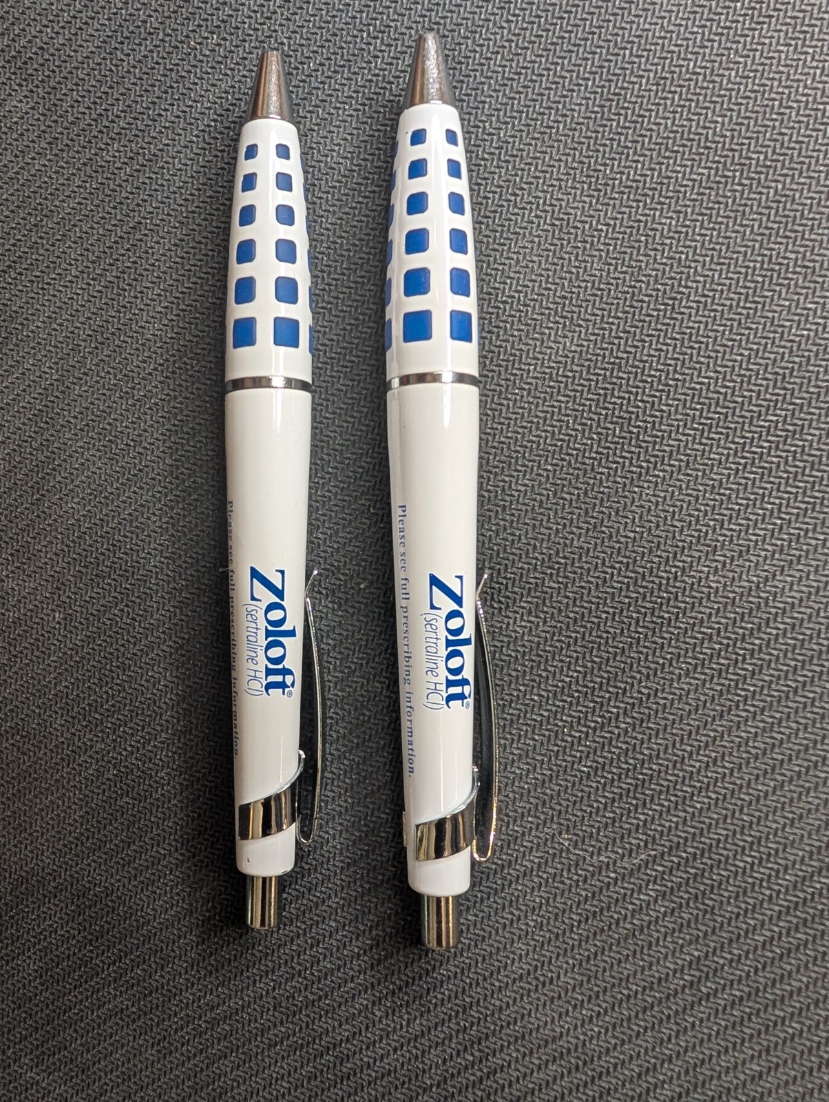 Zoloft Pharmaceutical Promo Metal Pen Blue & White Collectible Tested Works