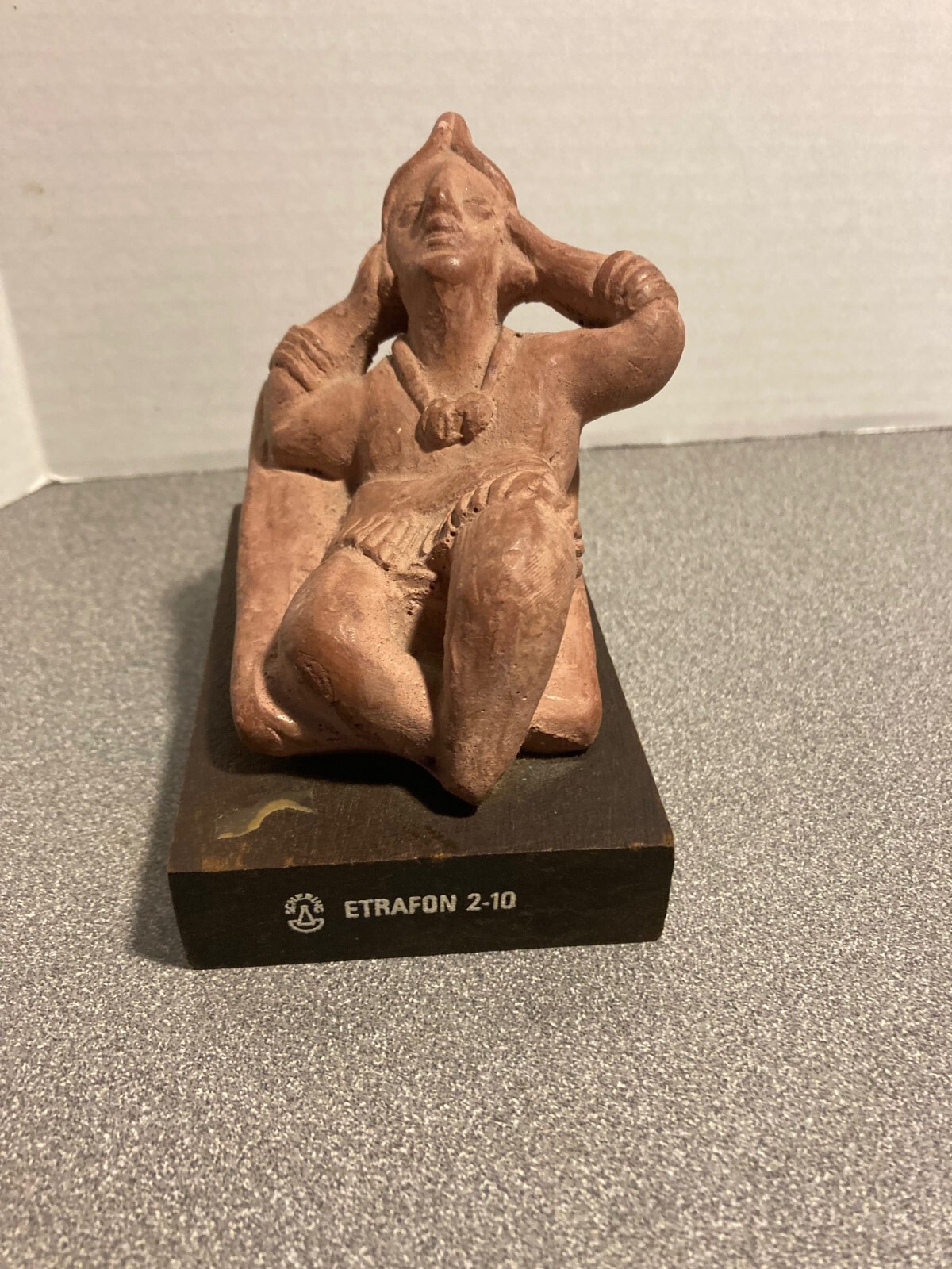 Etraphon Drugs Clay Advertising “Portrait of Anxiety/Depression” Statue on Wood