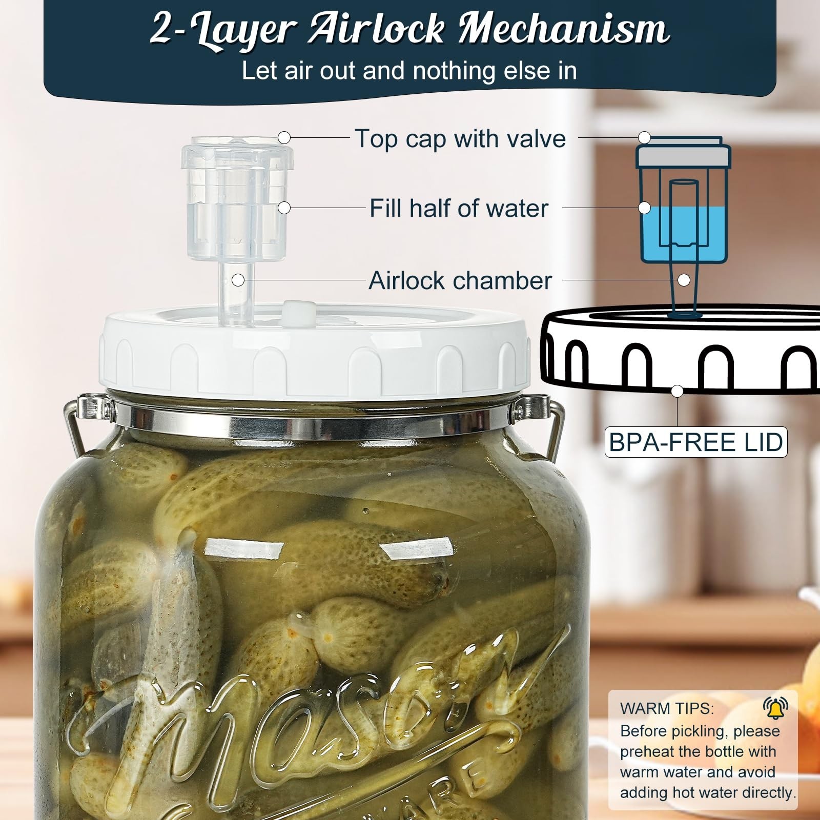2 Pack 1.5 Gallon Large Fermentation Jars with Airtight Lids & Airlocks, Wide…