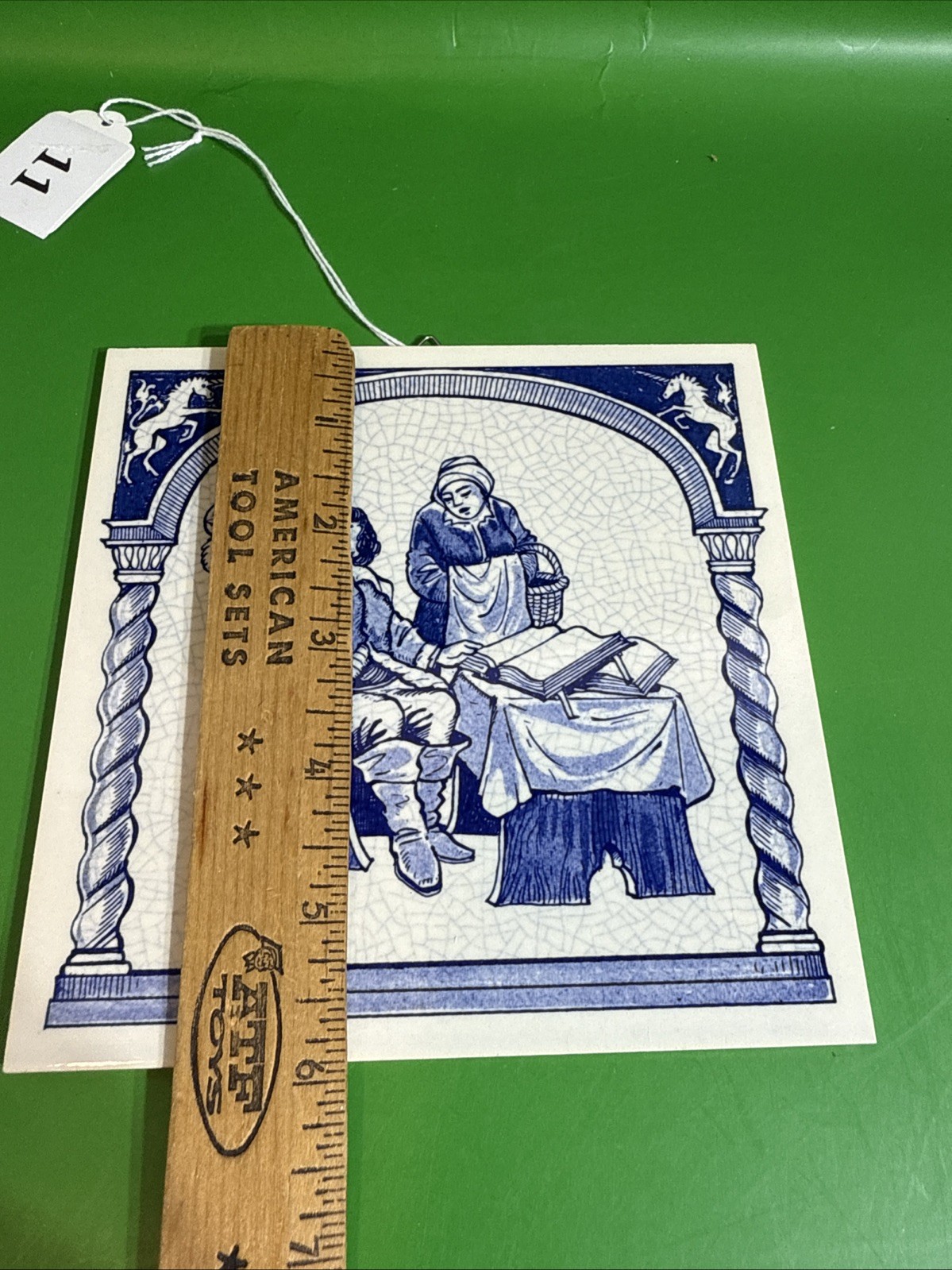 Delft Holland Handmade Urine Test Tile July 1987 B-970 Burroughs Wellcome Co.