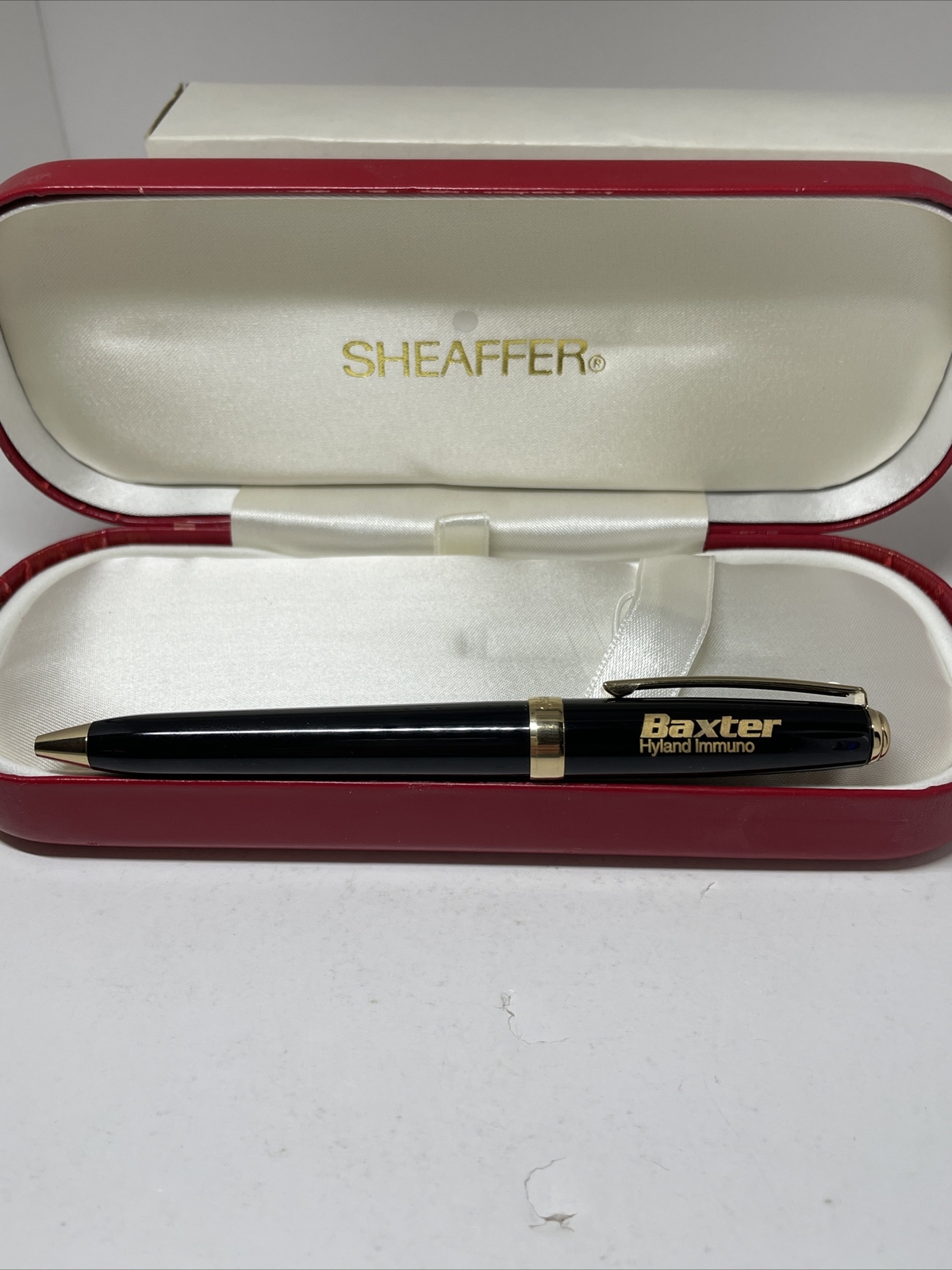 Sheaffer White Dot Ballpoint Pen w/Case BAXTER Pharmaceutical Drug Advertising