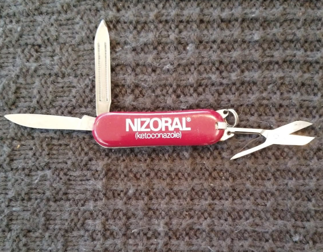 Very Vintage Pharmaceutical Drug Rep Promo Nizoral Pocket Knife From Janssen