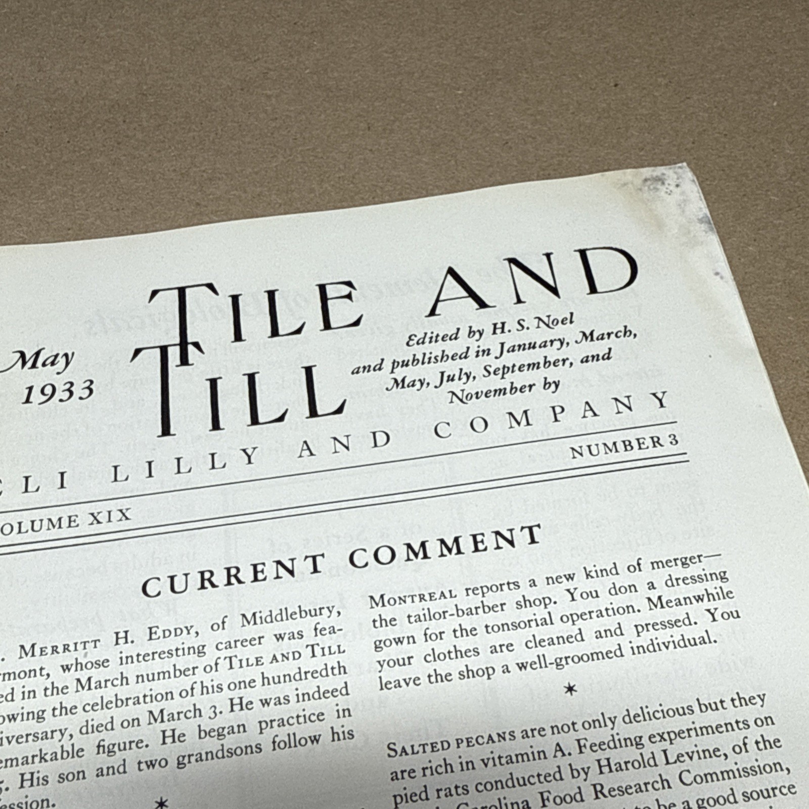 Tile And Till Magazine Eli Lilly And Company May 1933 Indianapolis Indiana