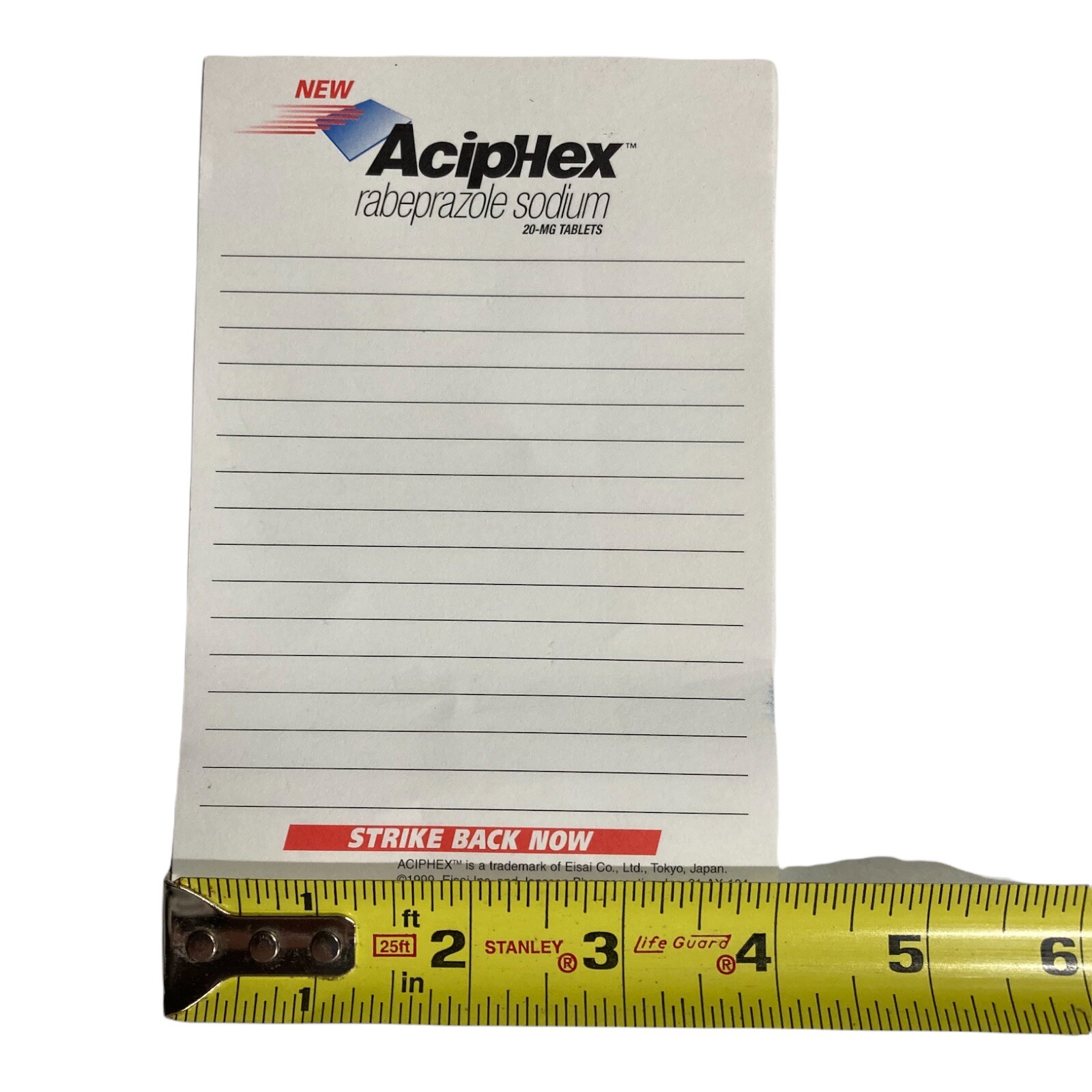 Vintage Aciphex Pharmaceutical Drug Rep Promo Advertising Post It Note Pad 4×6”