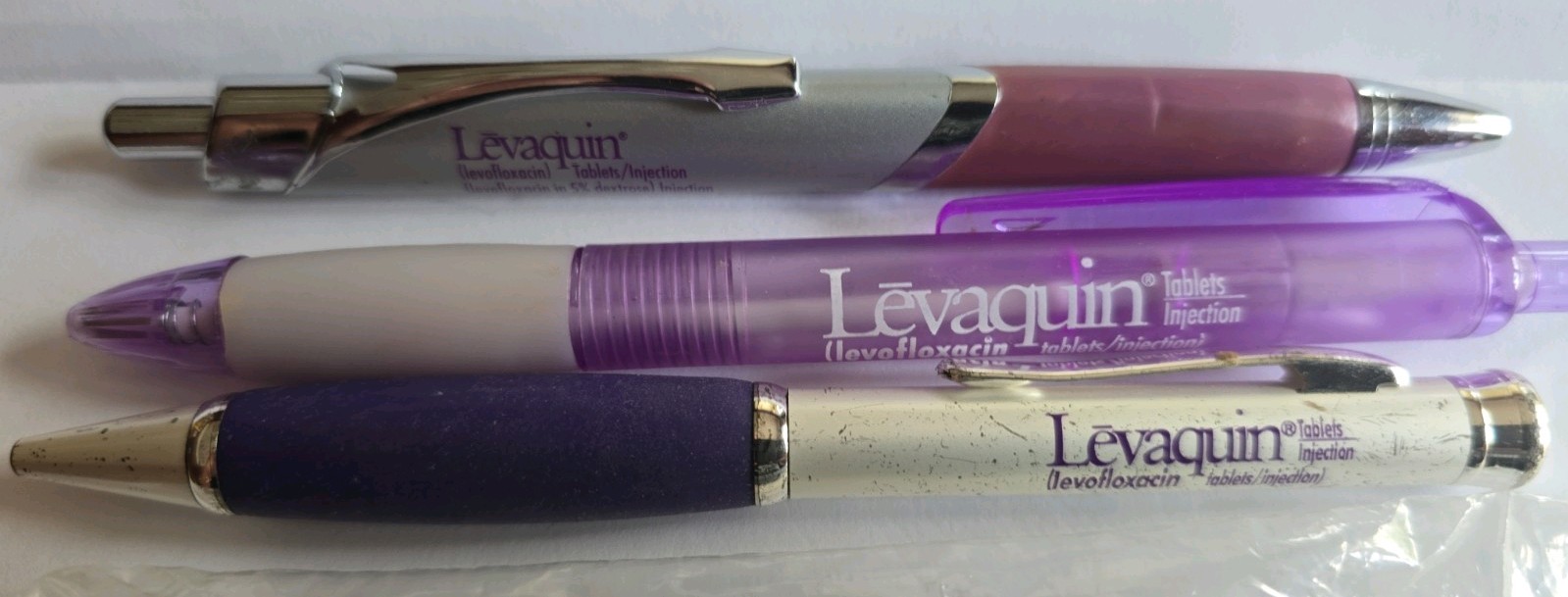 LEVAQUIN Metal Pens + Letter Opener Vintage Pharmaceutical Drug Rep Promo WRITES