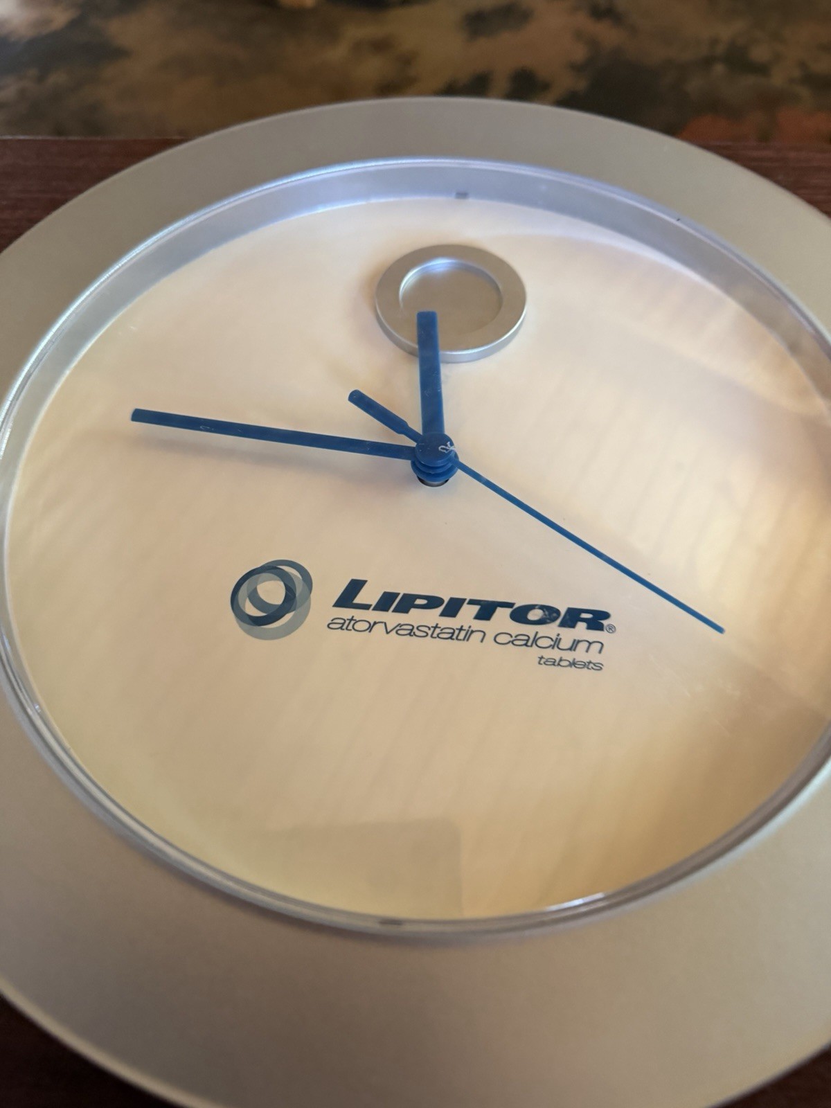 LIPITOR Wall Clock Drug Rep Promo 11.25” Silver/white/Blue Pharma Works