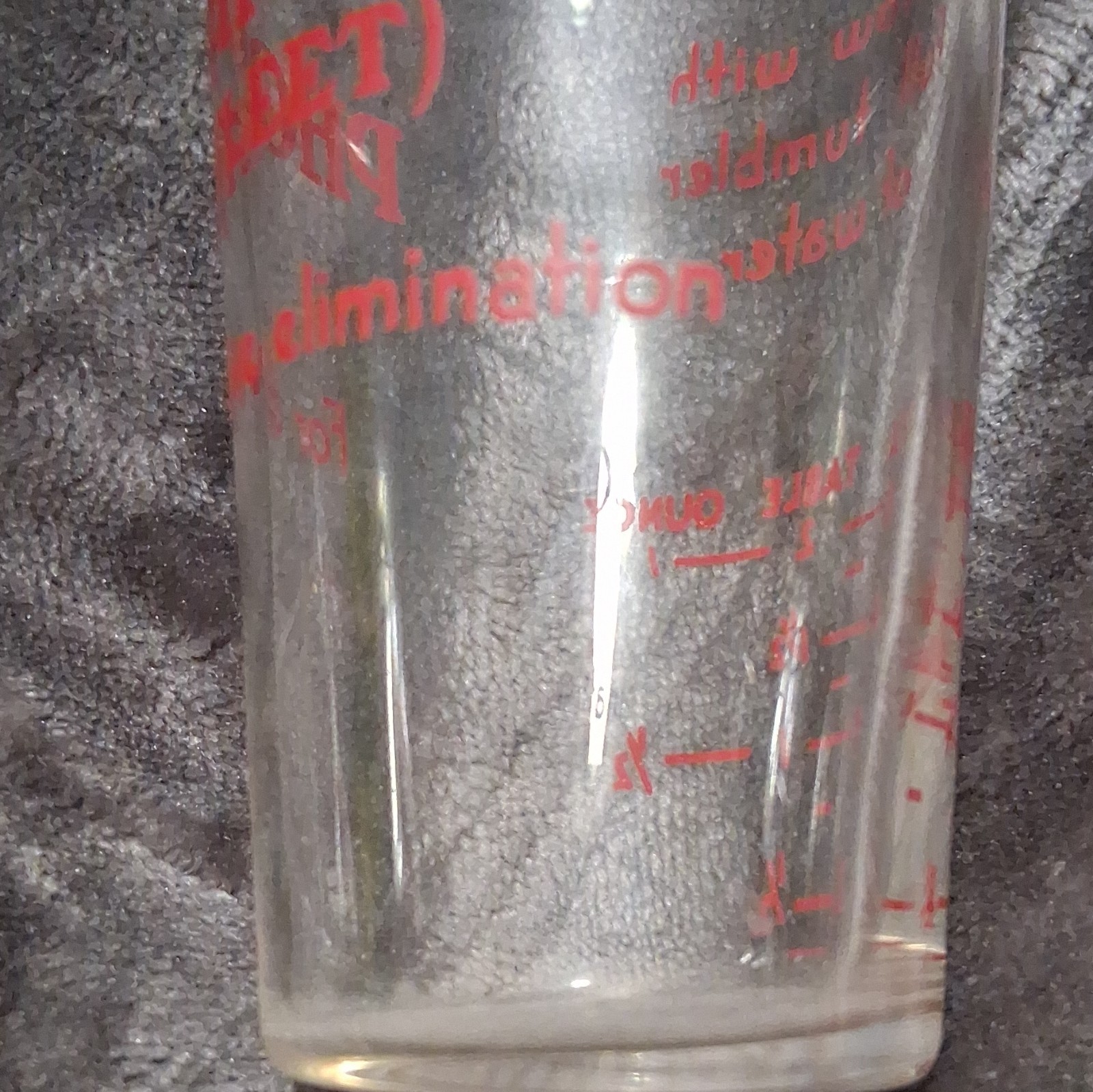 Fleet Phospho-Soda Glass Dosage Measuring Medicine Cup, Red Lettering Markings