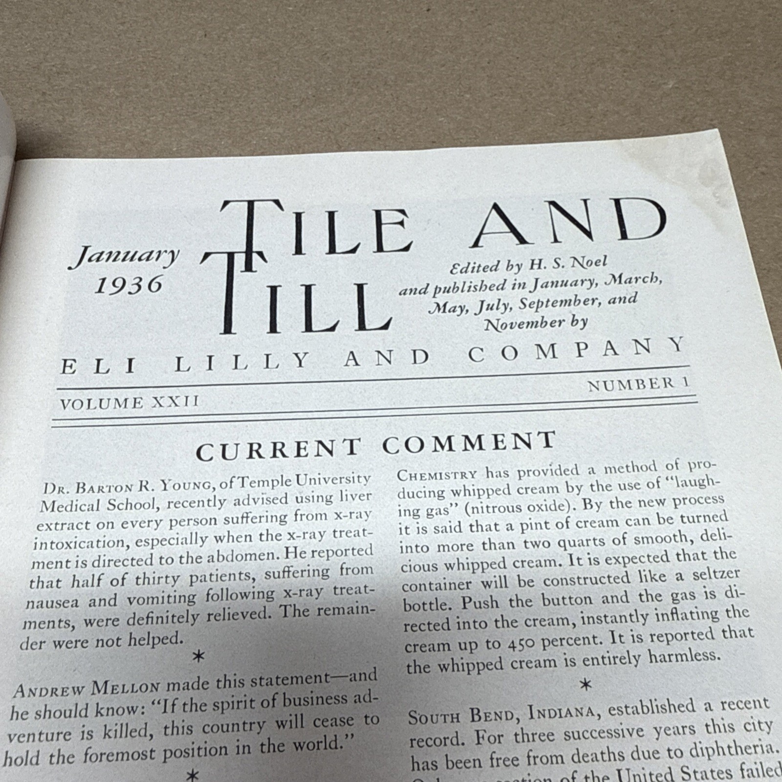 Tile And Till Magazine Eli Lilly And Company January 1936 Indianapolis Indiana