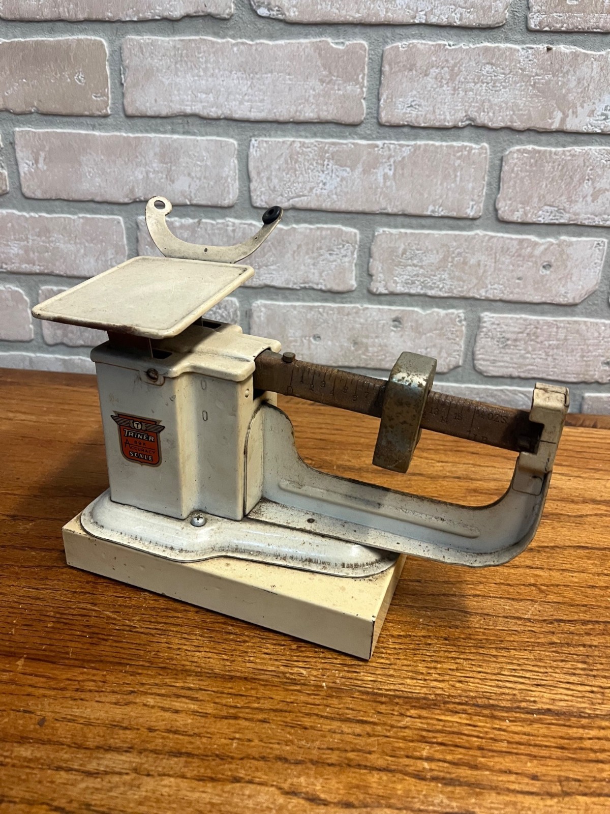 Vintage Triner Beam Scale Apothecary Pharmacy Drug Store White