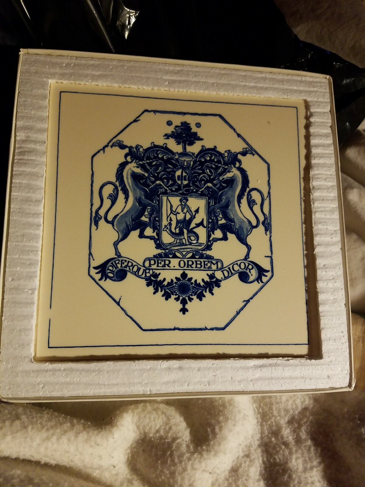 BURROUGHS WELLCOME Pharmacy Pill Tile Handmade DELFT Apothecary #4
