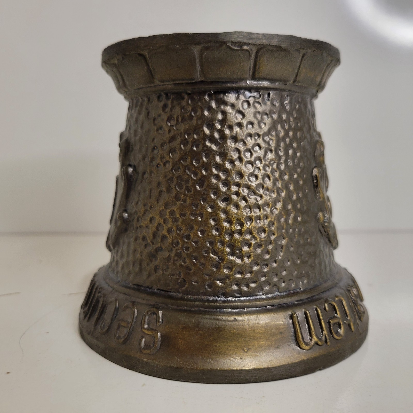 Vtg Coricidin Heavy Brass 4″ Tall Mortar & 6″ Pestle Apothecary Pharmacy Rx