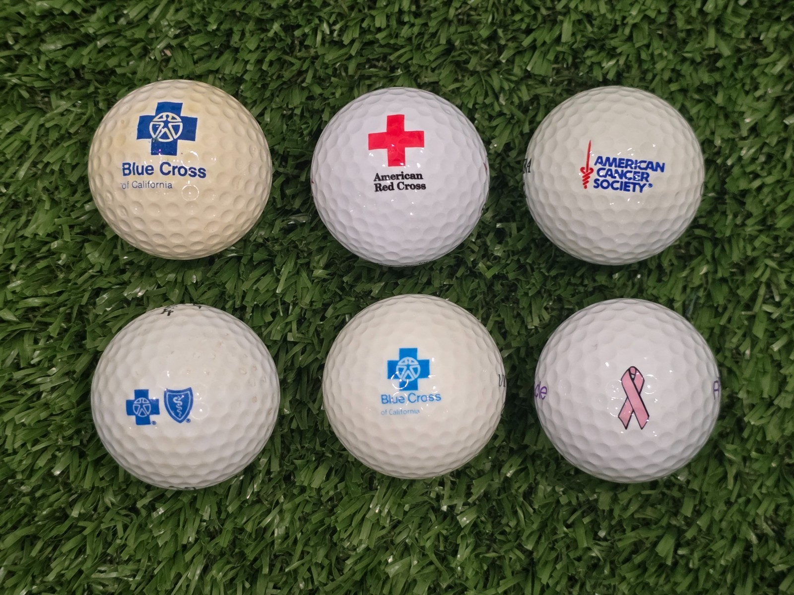 Lot of 6 * Healthcare & Nonprofits Advertising Collectible Golf Balls