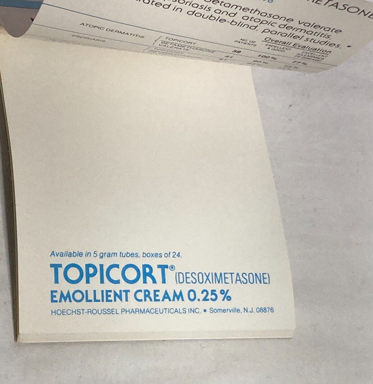 Vtg Topicort Rx Pharmacy Paper Notepad, 6 1/2″ L