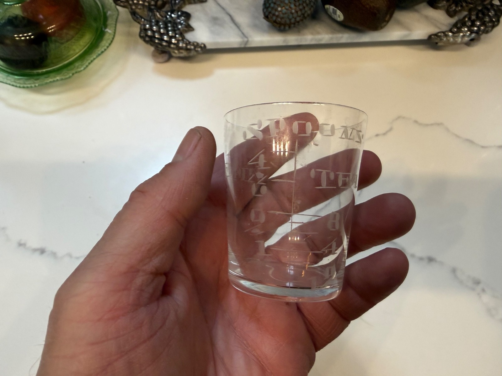 Antique Victorian Cased Glass Medicine Glass Measure w/case