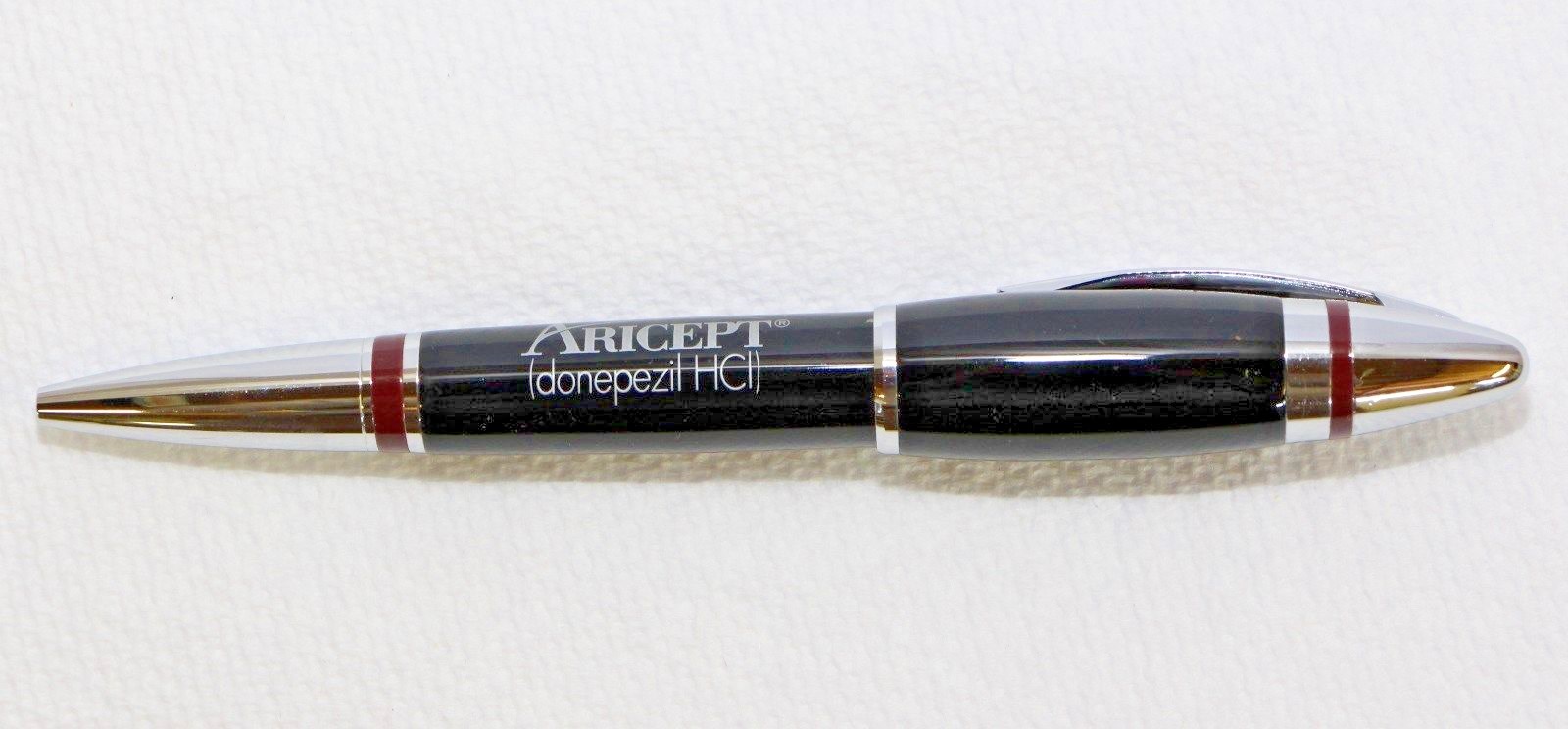 Pharmaceutical Pen Aricept Heavy Metal Drug Rep Black and Silver