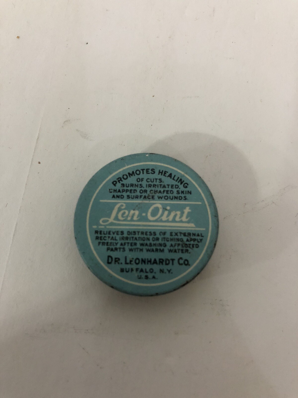 Vintage Buffalo NY Len-Oint Tin Dr Leonhardt Co Burn Cream Nice