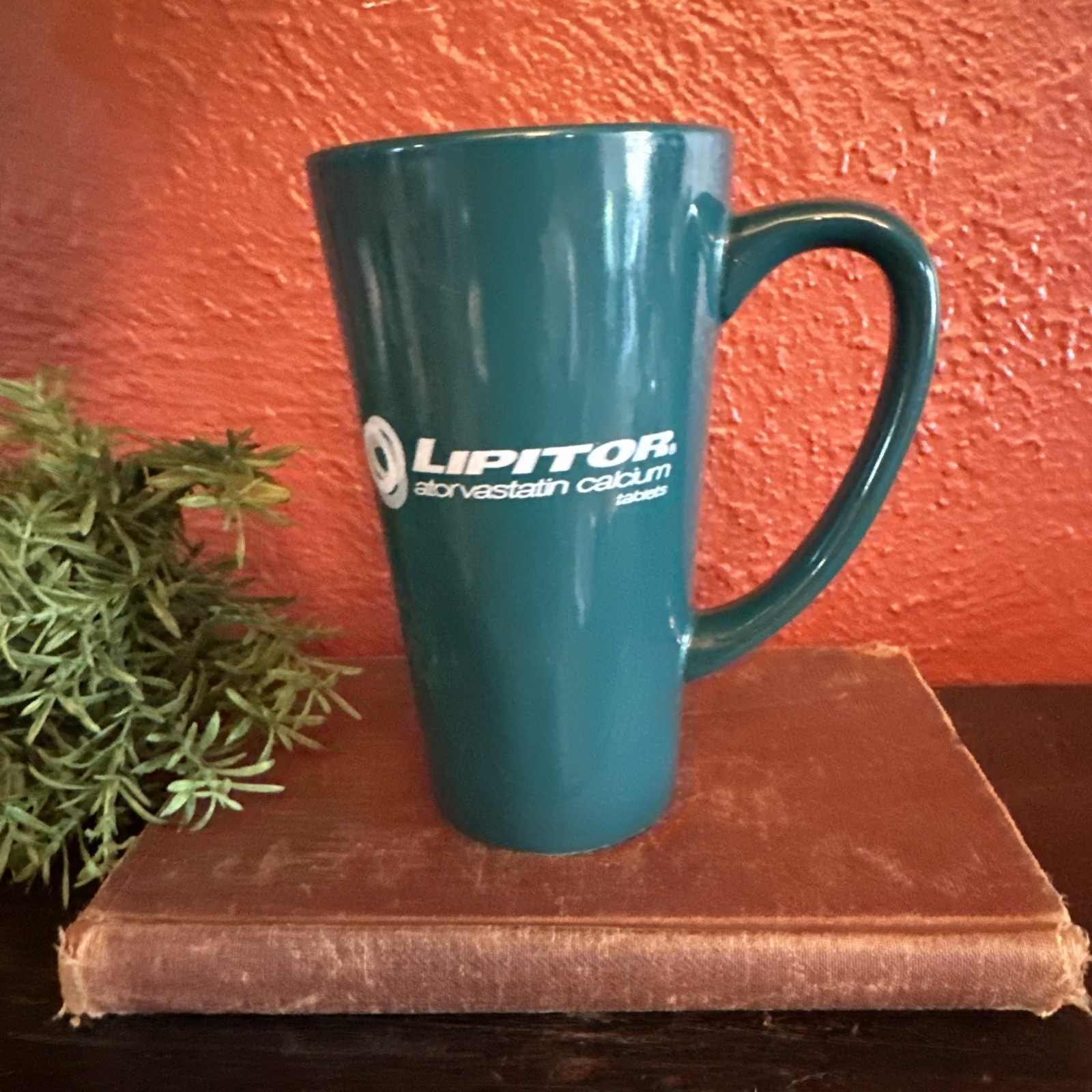 Lipitor Tall Teal Mug Pharmaceutical Promo Coffee Cup Medical-Core Ceramic Promo