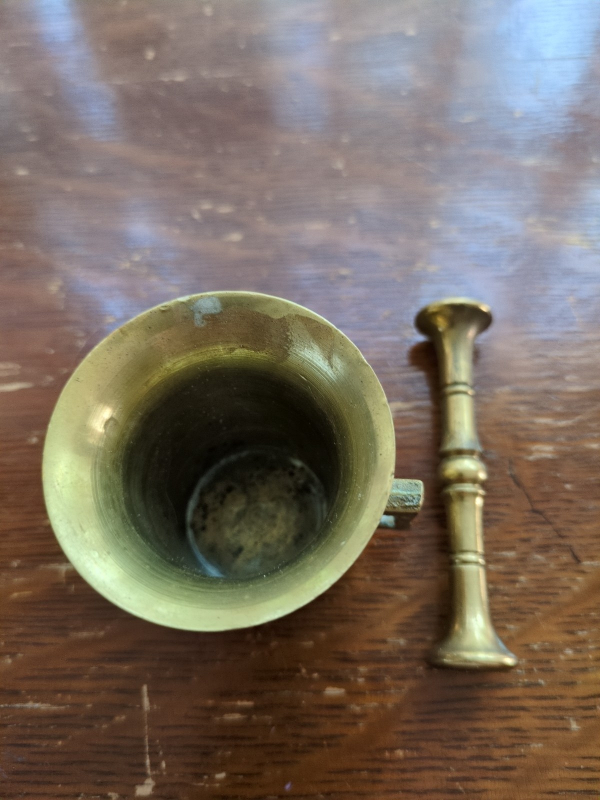 Vintage Brass Small Miniature Double Handled Mortar & Pestle (Bin 20)