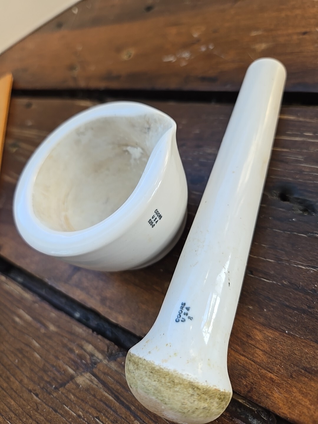 VINTAGE COORS USA POTTERY SMALL MORTAR AND PESTLE SET Chemistry Lab