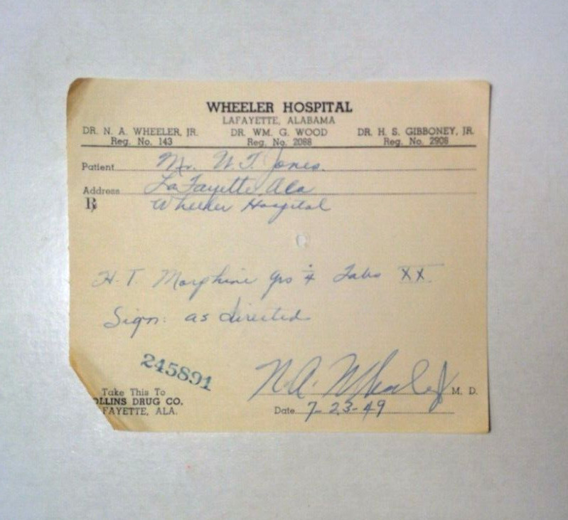 Lot of 6 CII-CIV Vintage Pharmacy Rx Paper Prescriptions 1940’s pain management
