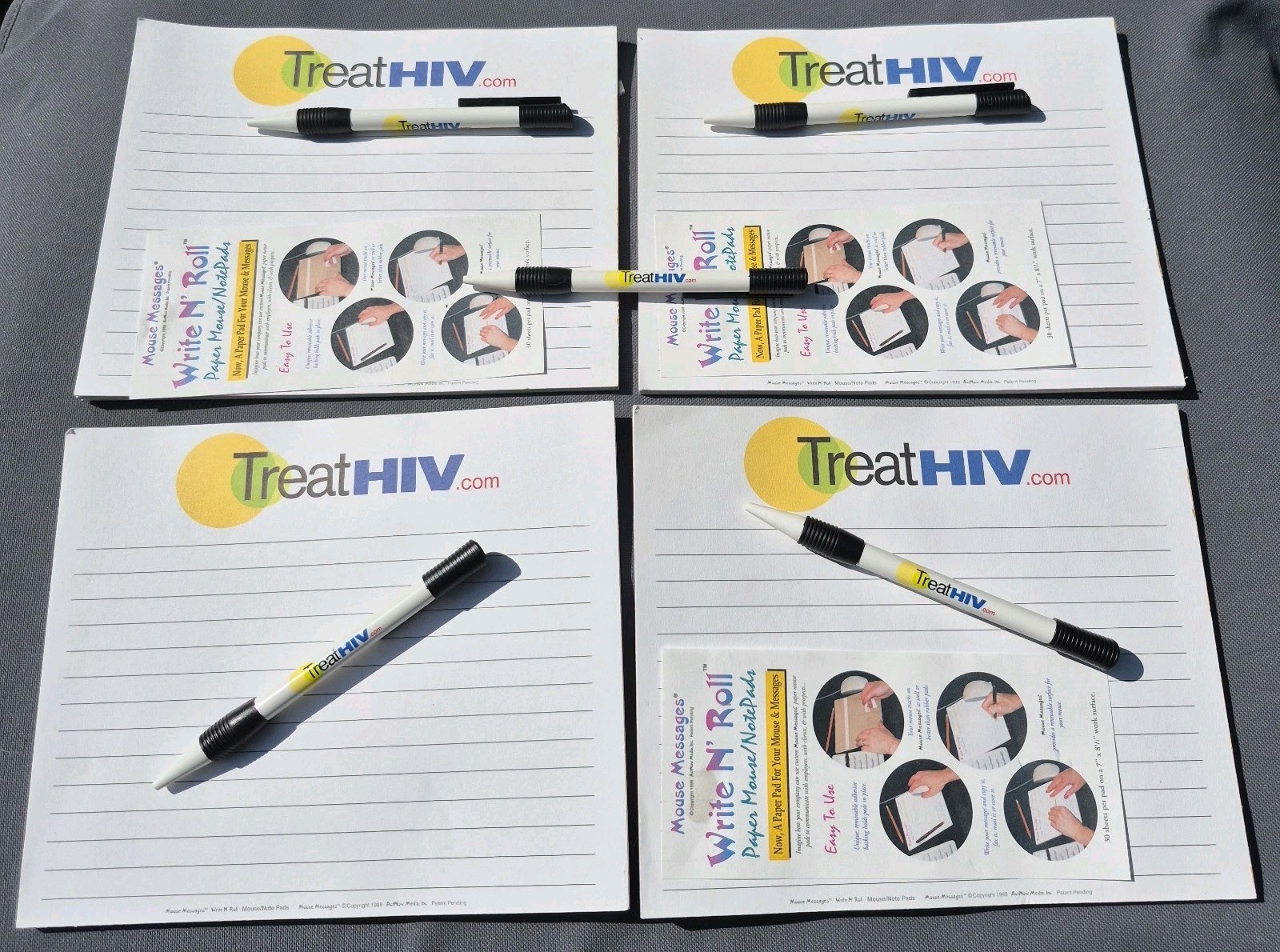 Vtg ’99 Treat HIV GSK Pharma Advertising Mousepads Pens Lot Medical AIDS History
