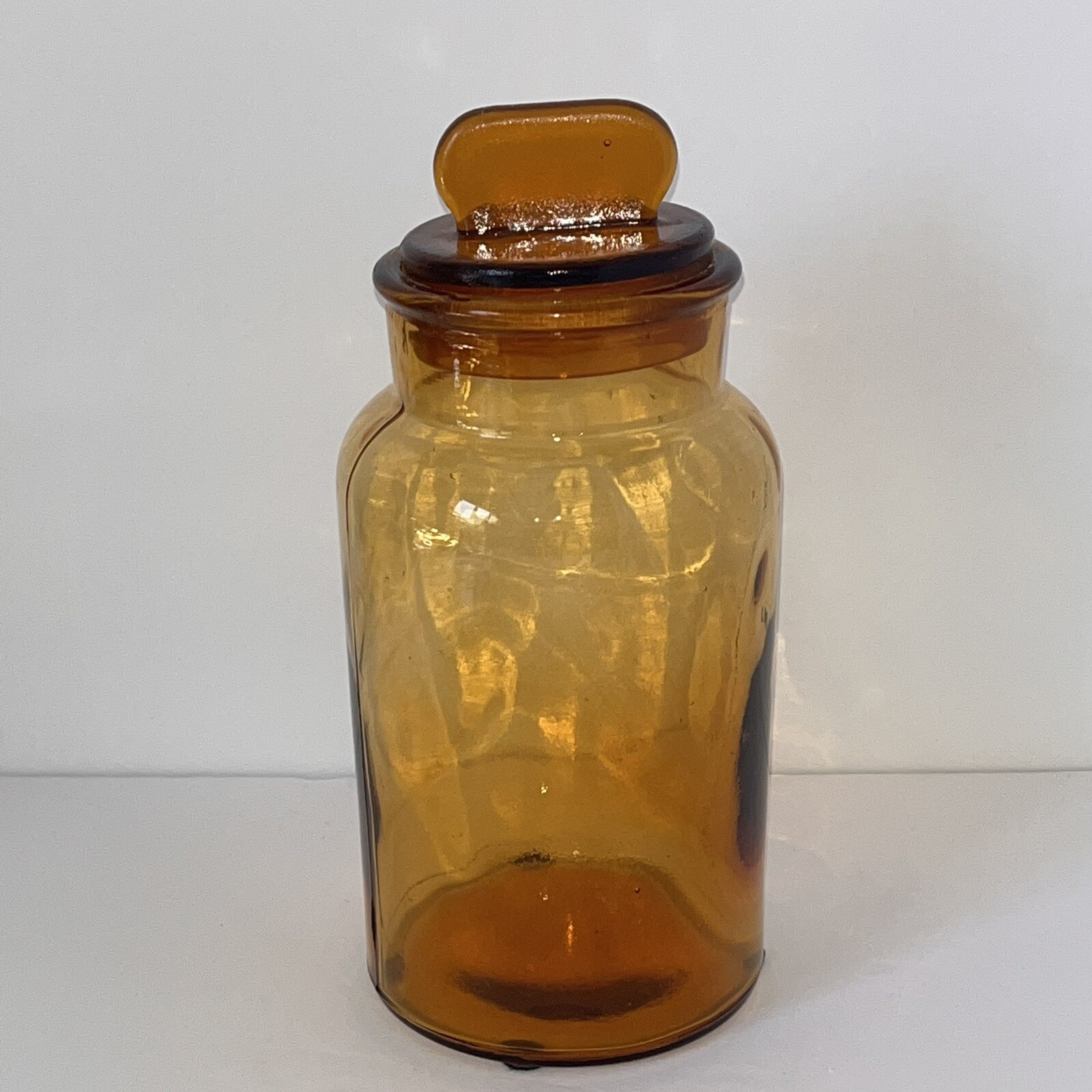 Antique Amber Pharmacy Drug Store Glass Apothecary Jar Bottle Marked 1000 8.5”H