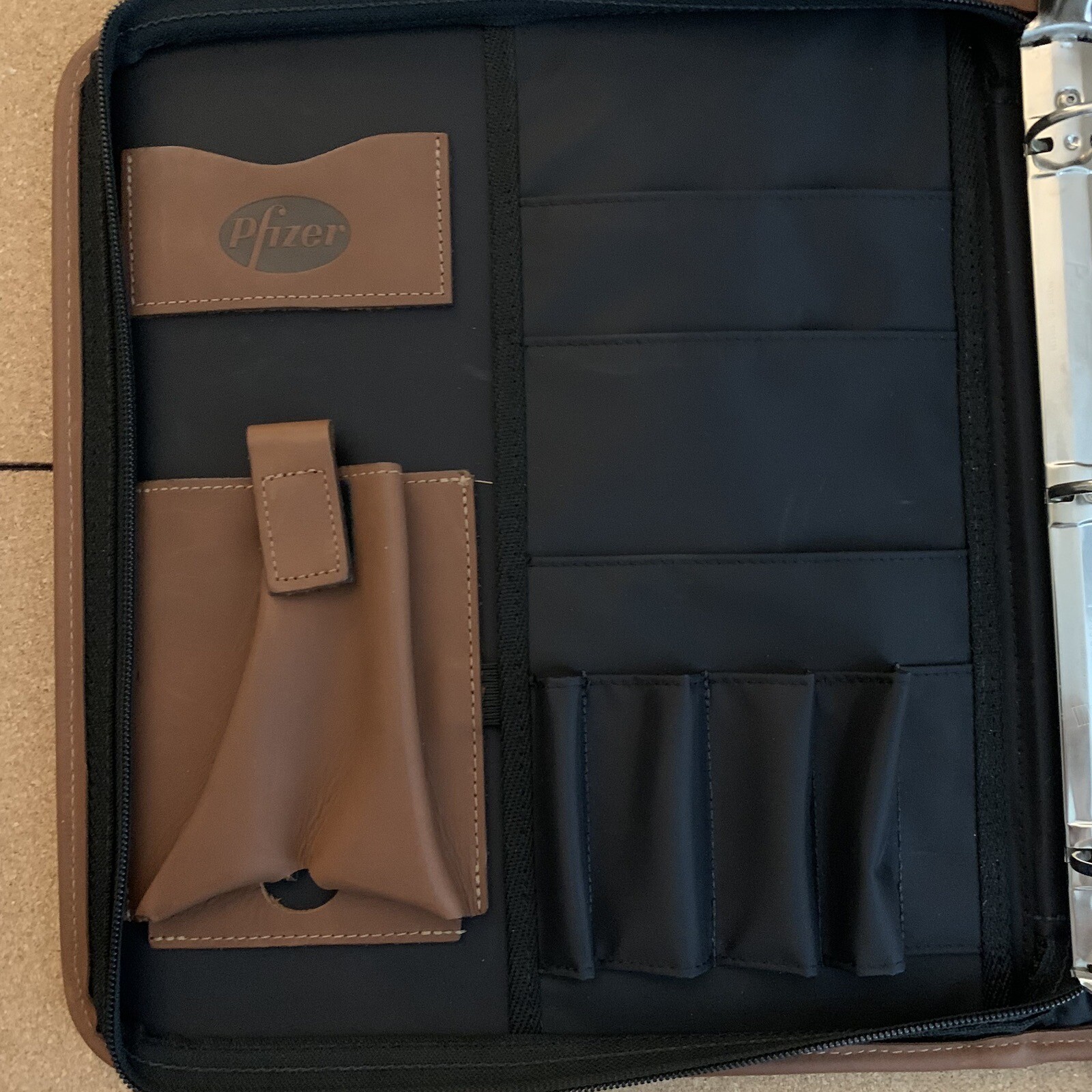 Pfizer Drug Rep Leather and Canvas Planner Folder Notebook Organizer RARE