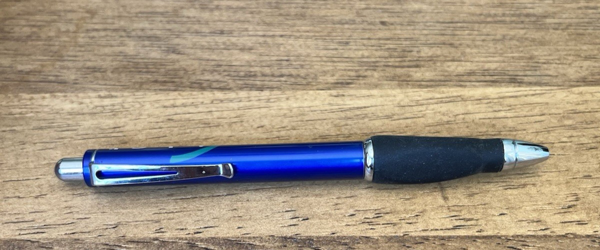 AndroGel Heavy Metal Blue Click Style “Gel” Ink Pen Doctor Office Giveaway RARE