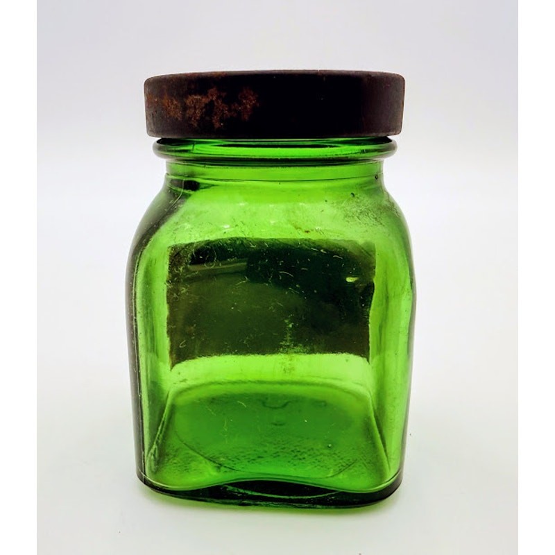 Vintage Goose Creek Pharmacy Green Glass Bottle With Original Label